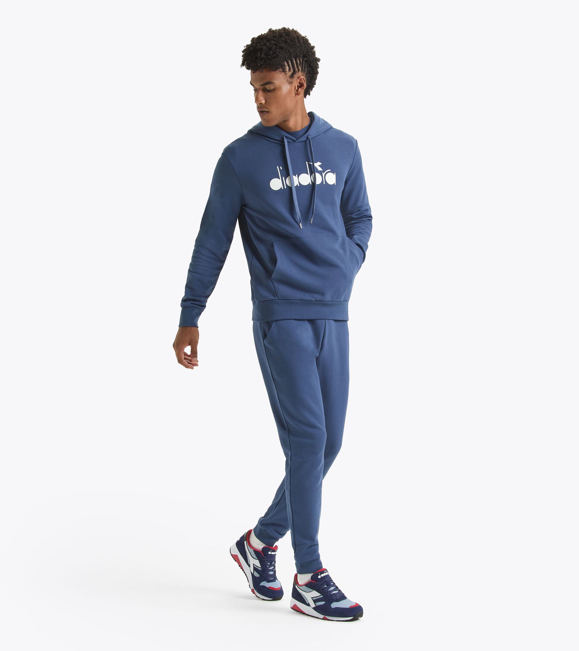 Felpa sportiva con cappuccio - Made in Italy - Gender Neutral HOODIE LOGO BLU OCEANA - Diadora