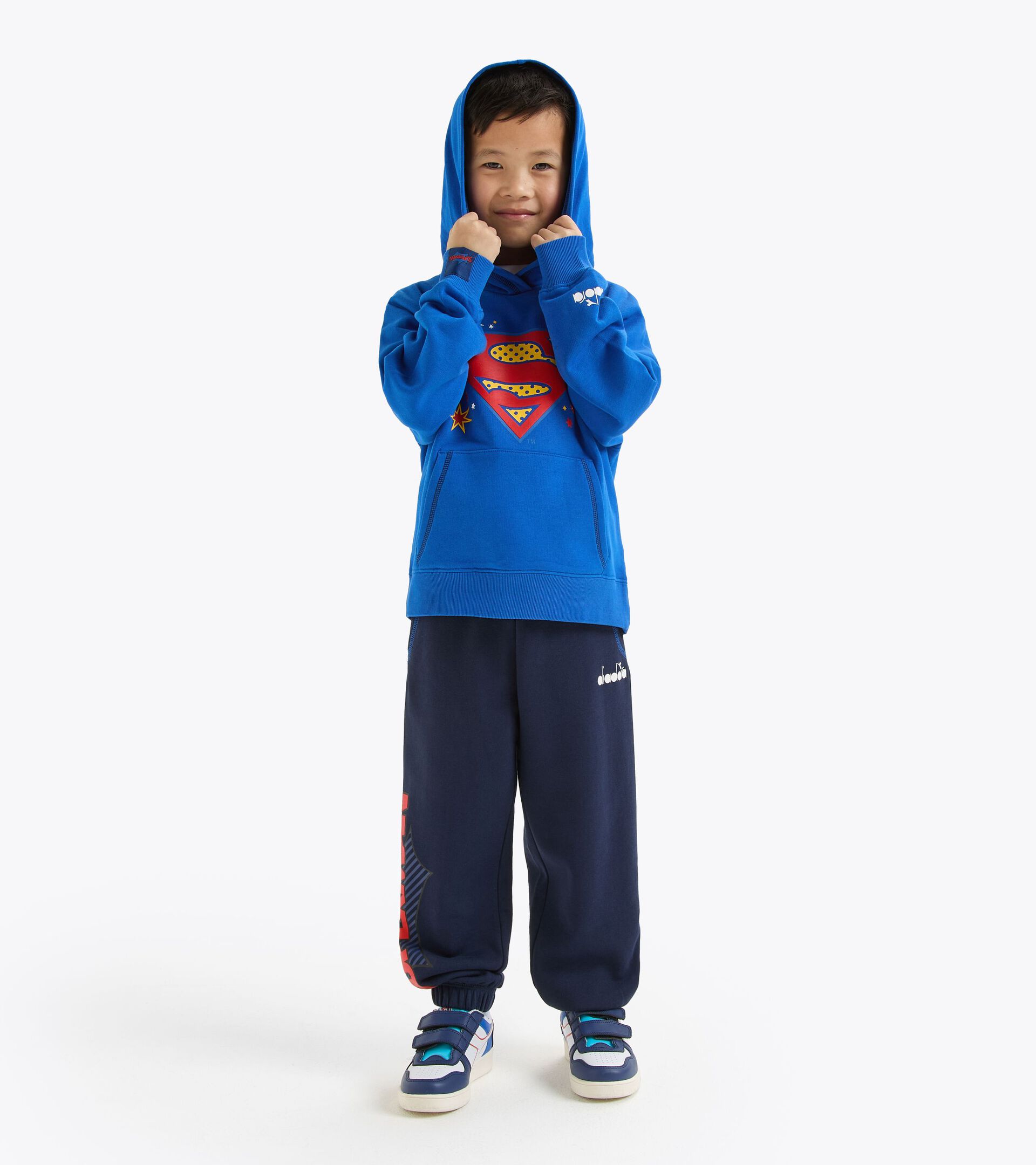 Sudadera con capucha superhéroes - Niños y niñas JU.HOODIE SUPERHEROES AZUL PRINCESA - Diadora