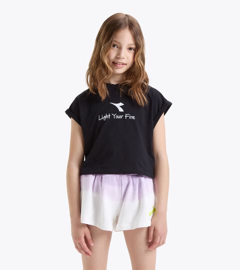 T-shirt in cotone - Bambina JG.T-SHIRT CROP LOGO PASTEL NERO - Diadora