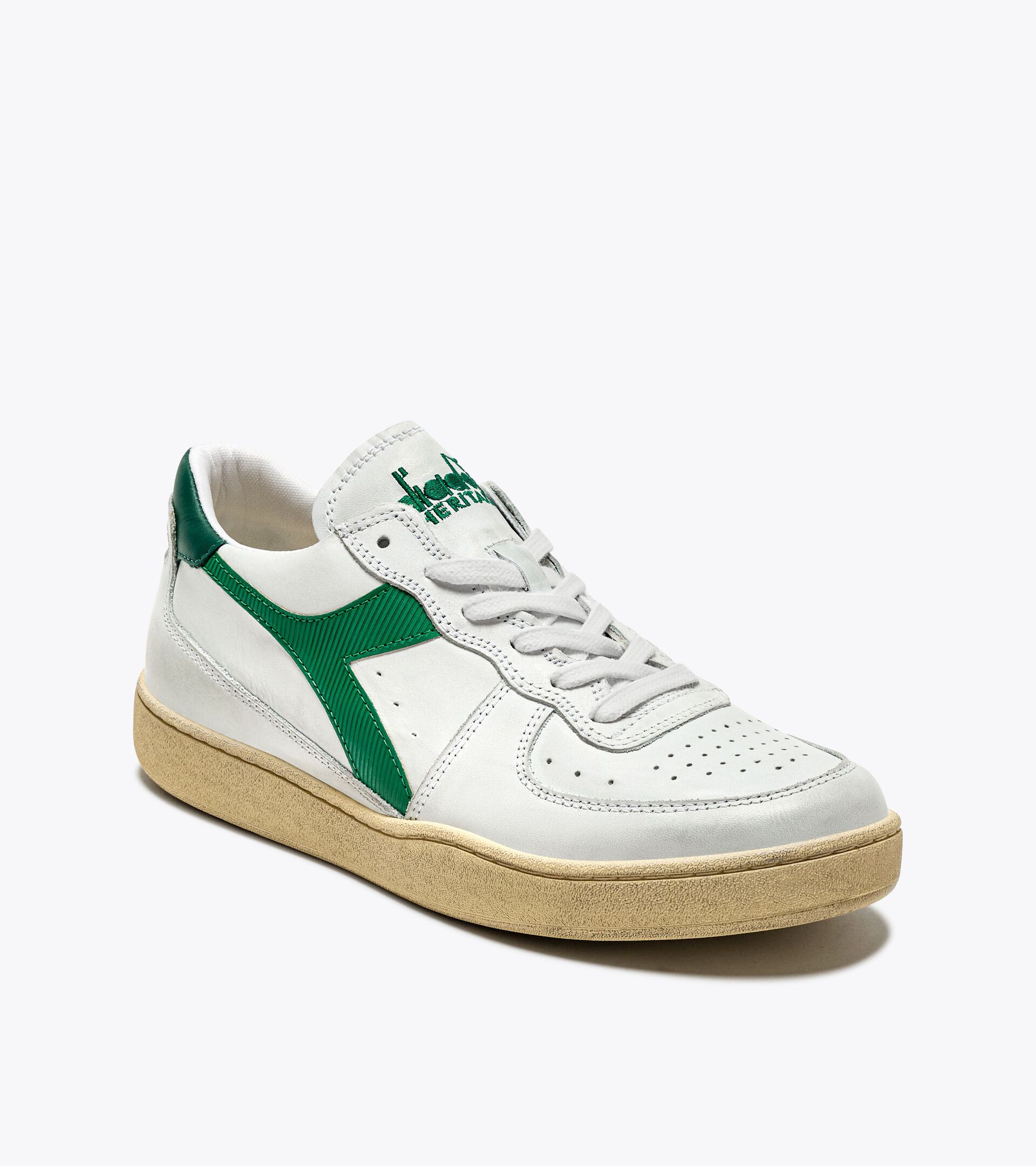 Heritage shoes - Unisex MI BASKET LOW USED WHITE/VERDANT GREEN - Diadora