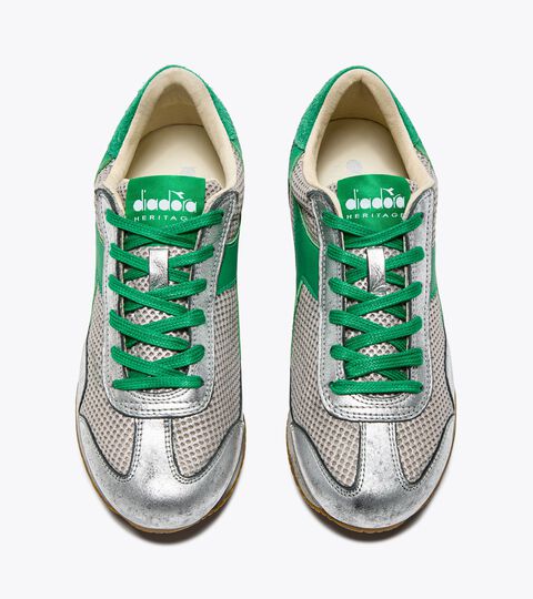 EQUIPE STELLAR SW, SILVER METALIZED/GREEN PEAS CREAM Heritage leather sneaker - All-Gender EQUIPE STELLAR SW SILVER METALIZED/GREEN PEAS CREAM - Diadora