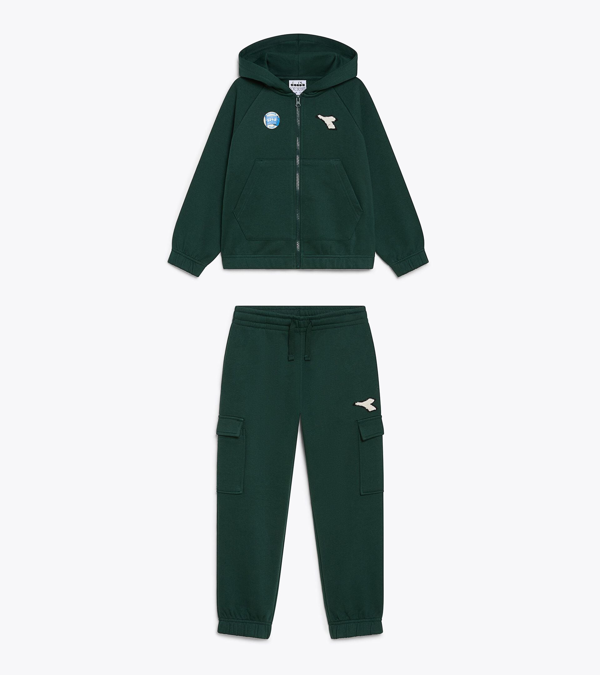 Ch&aacute;ndal cotton look - Regular - Ni&ntilde;o JB. TRACKSUIT HD FZ LOGO (BR) VERDE BOSQUECILLO DE PINO - Diadora