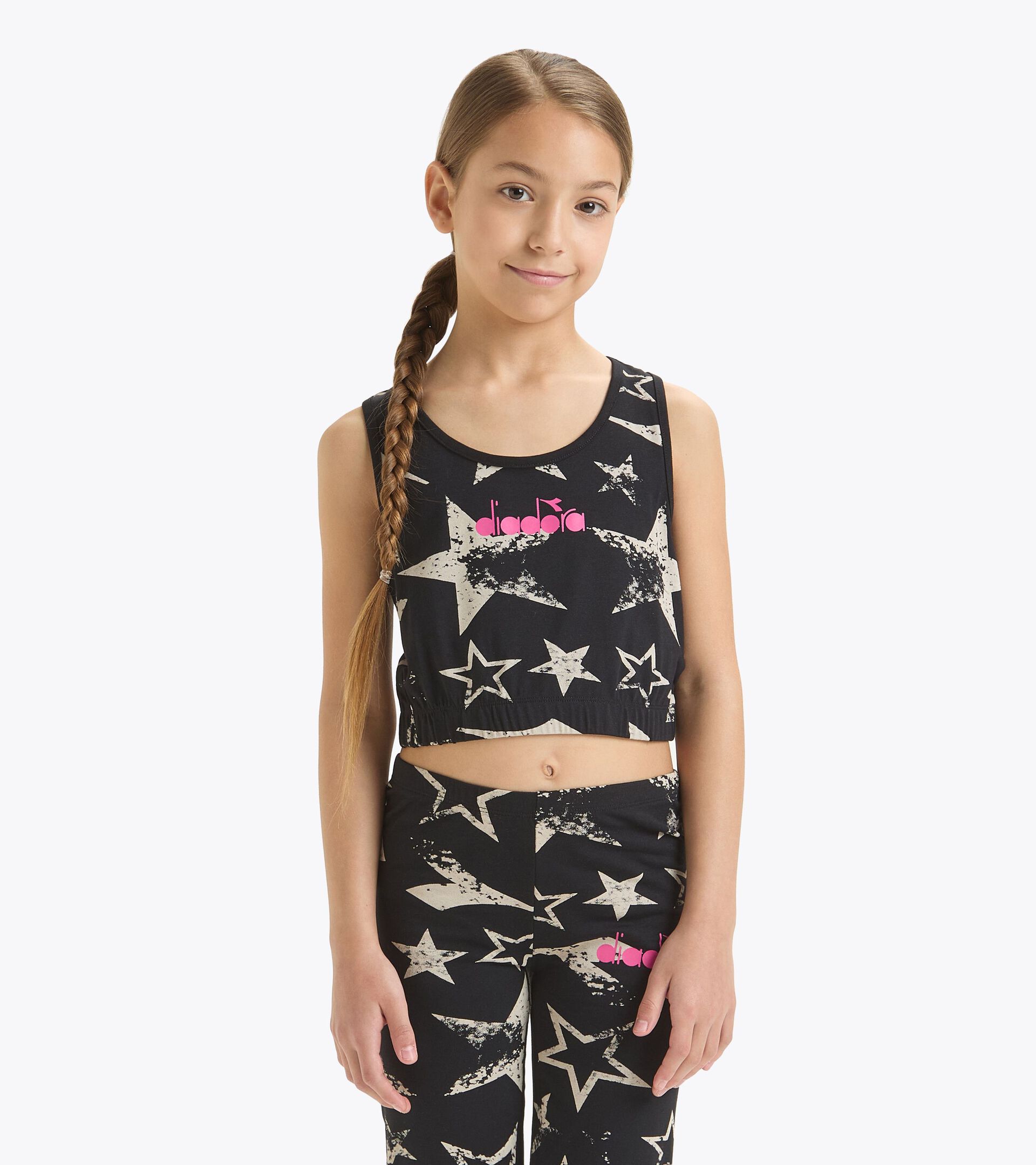 Top cropped en coton- Fille
 JG. TOP STARS NOIR - Diadora