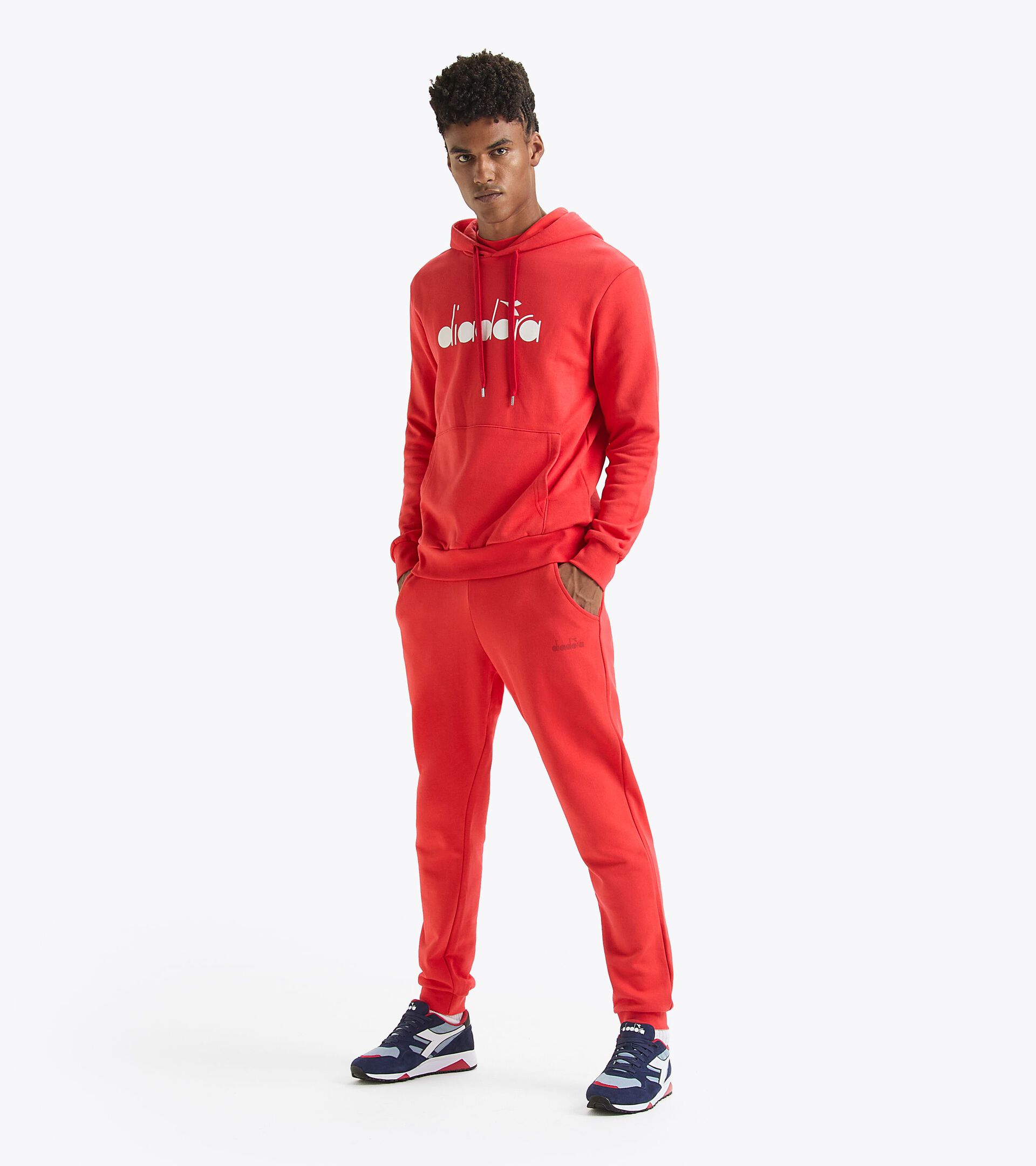 Sporty hoodie - Made in Italy - Gender Neutral HOODIE LOGO BITTERSWEET RED - Diadora