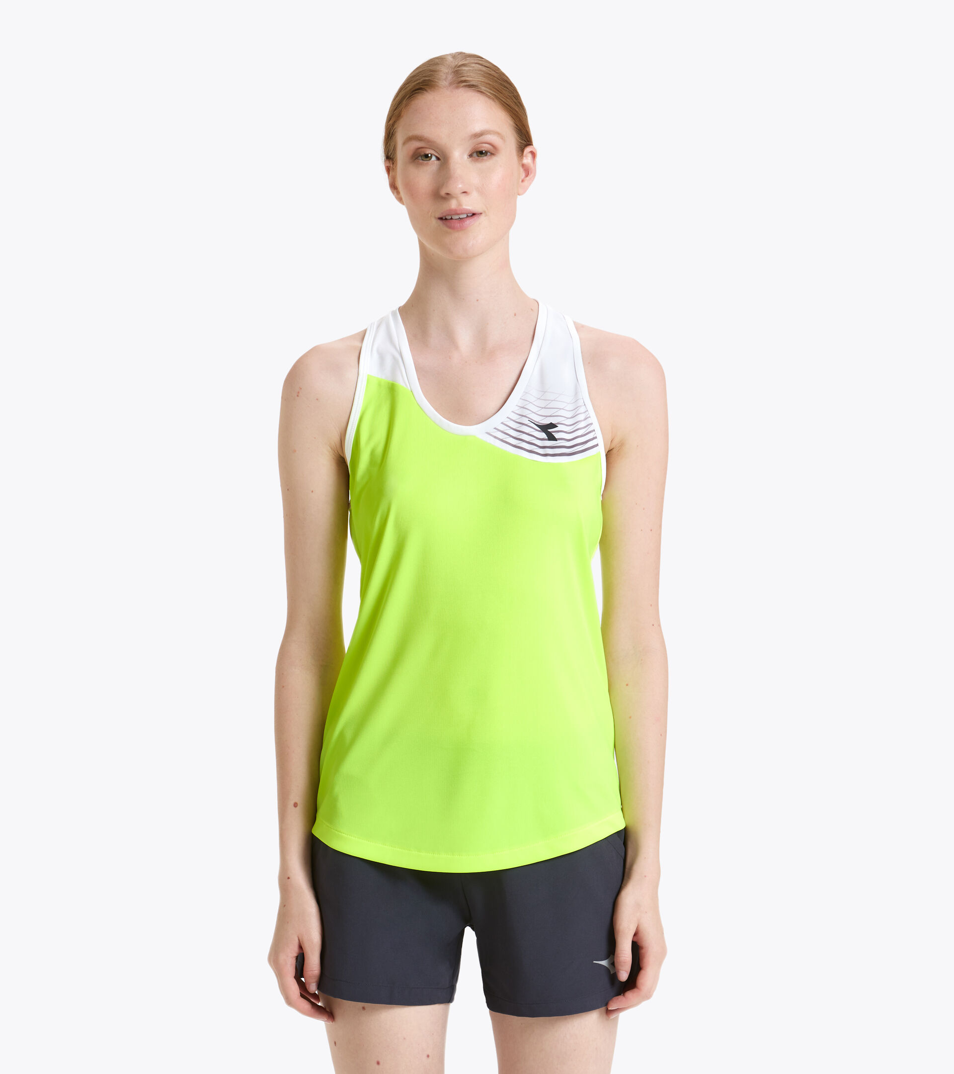 Haut sans manches de tennis pour Femme L. TANK COURT JAUNE FLUO DD - Diadora