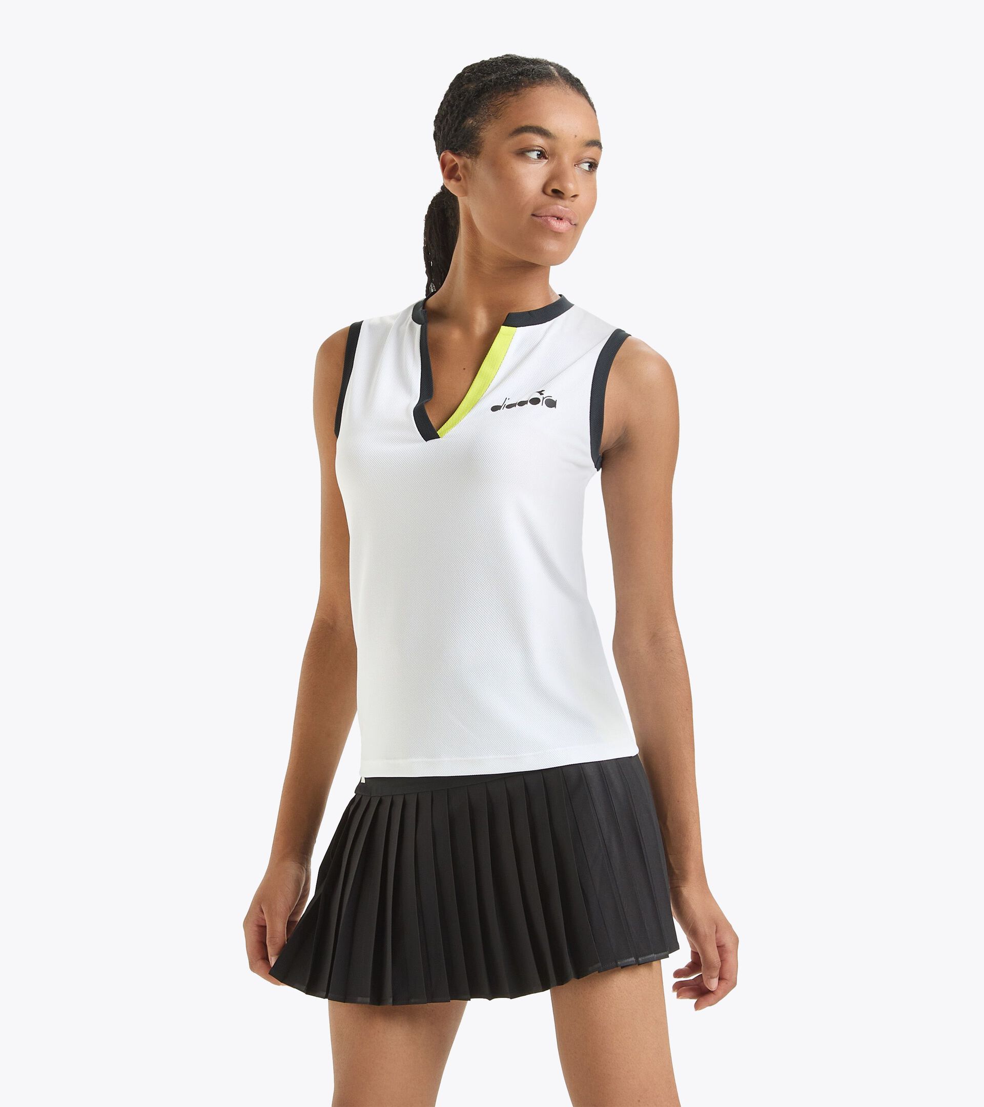 Camiseta sin mangas de tenis - Mujer L. TANK ICON BLANCO VIVO/NEGRO - Diadora