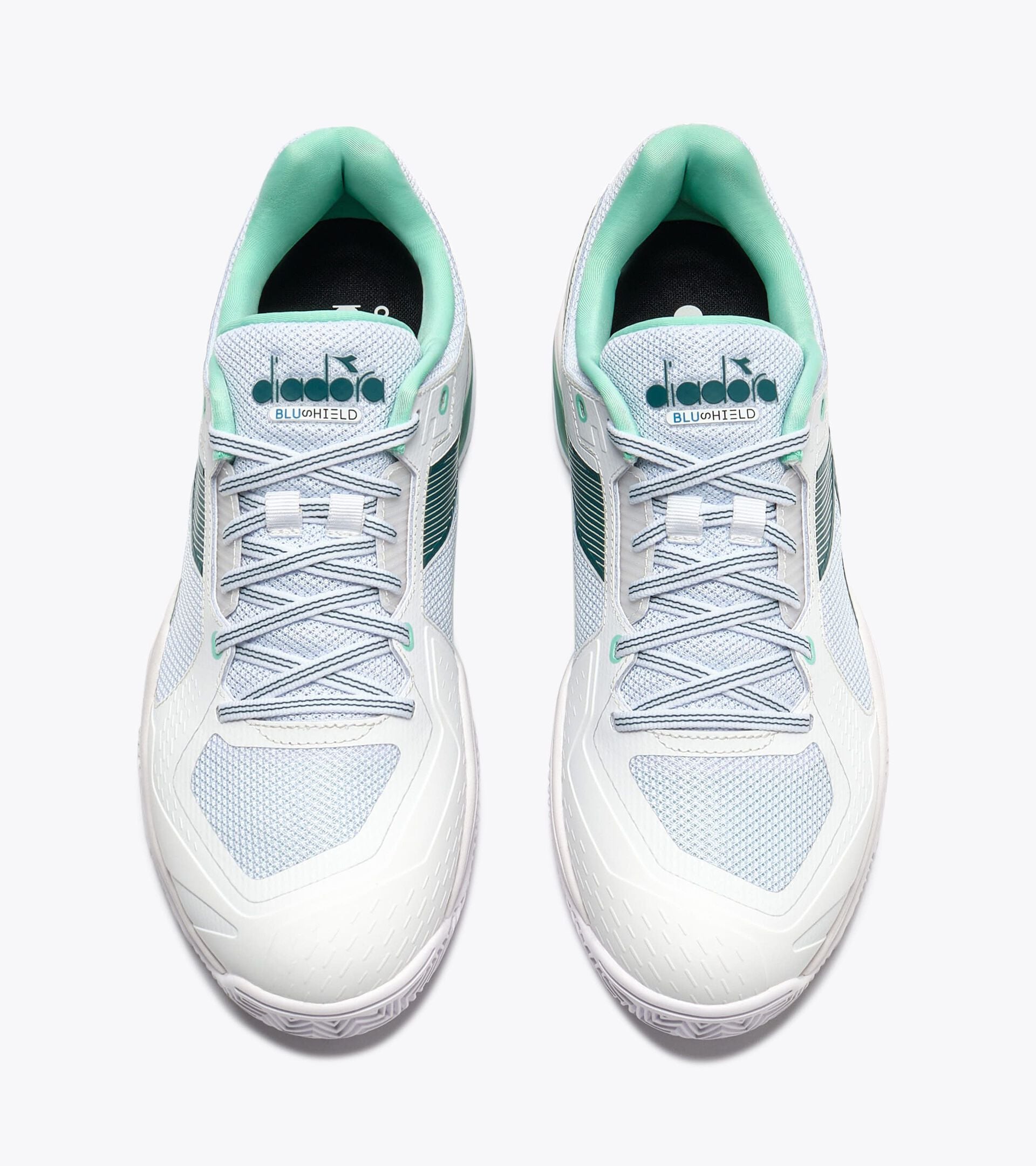 Tennisschuh f&uuml;r Sandpl&auml;tze - Schutz und Cushioning - Herren BLUSHIELD TORNEO 3 CLAY WEISS/SCHATTIERTE FICHTE - Diadora