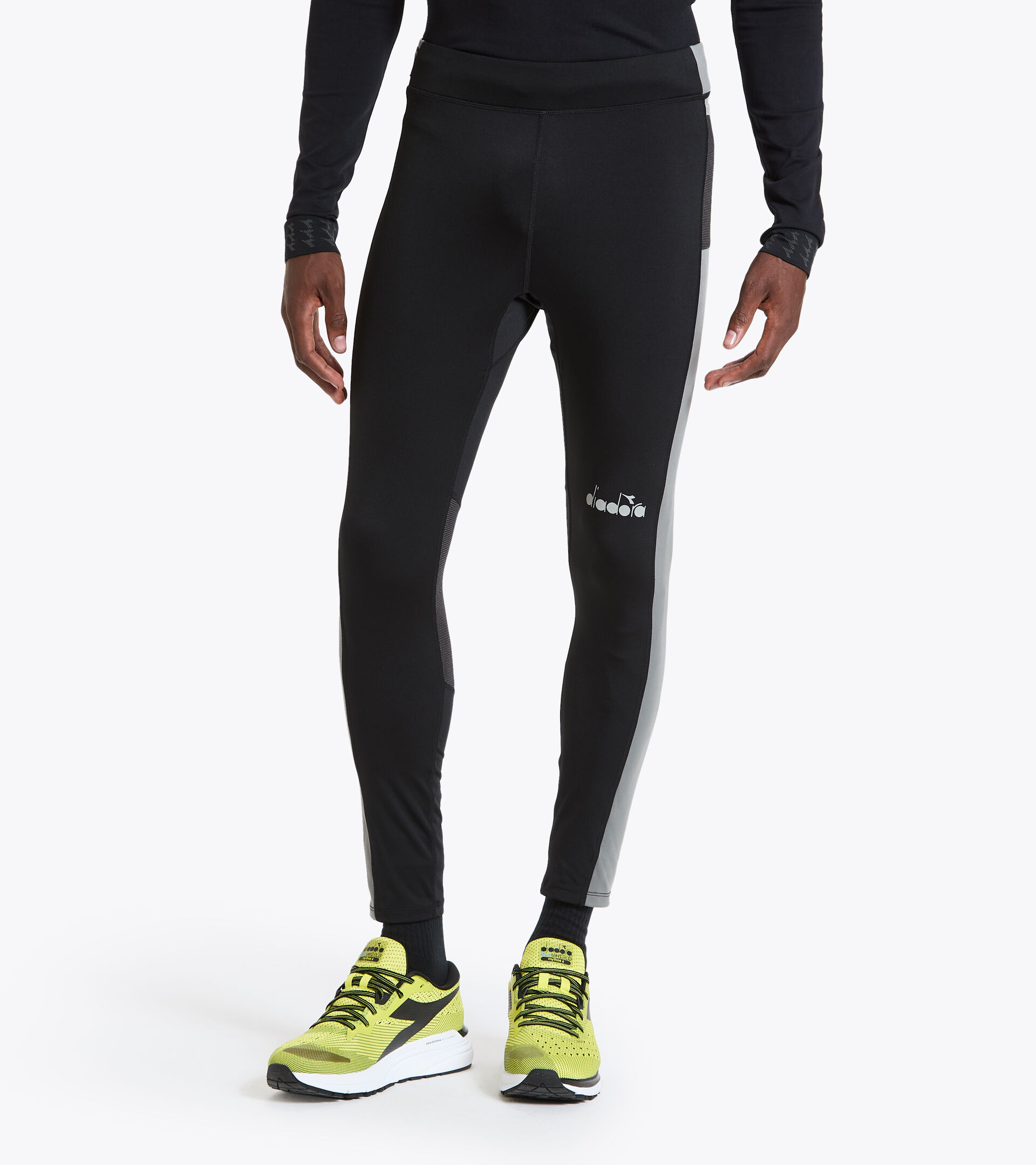 Running leggings - Men RUNNING TIGHTS OYSTER MUSHROOM/GRY QUIET SHAD - Diadora