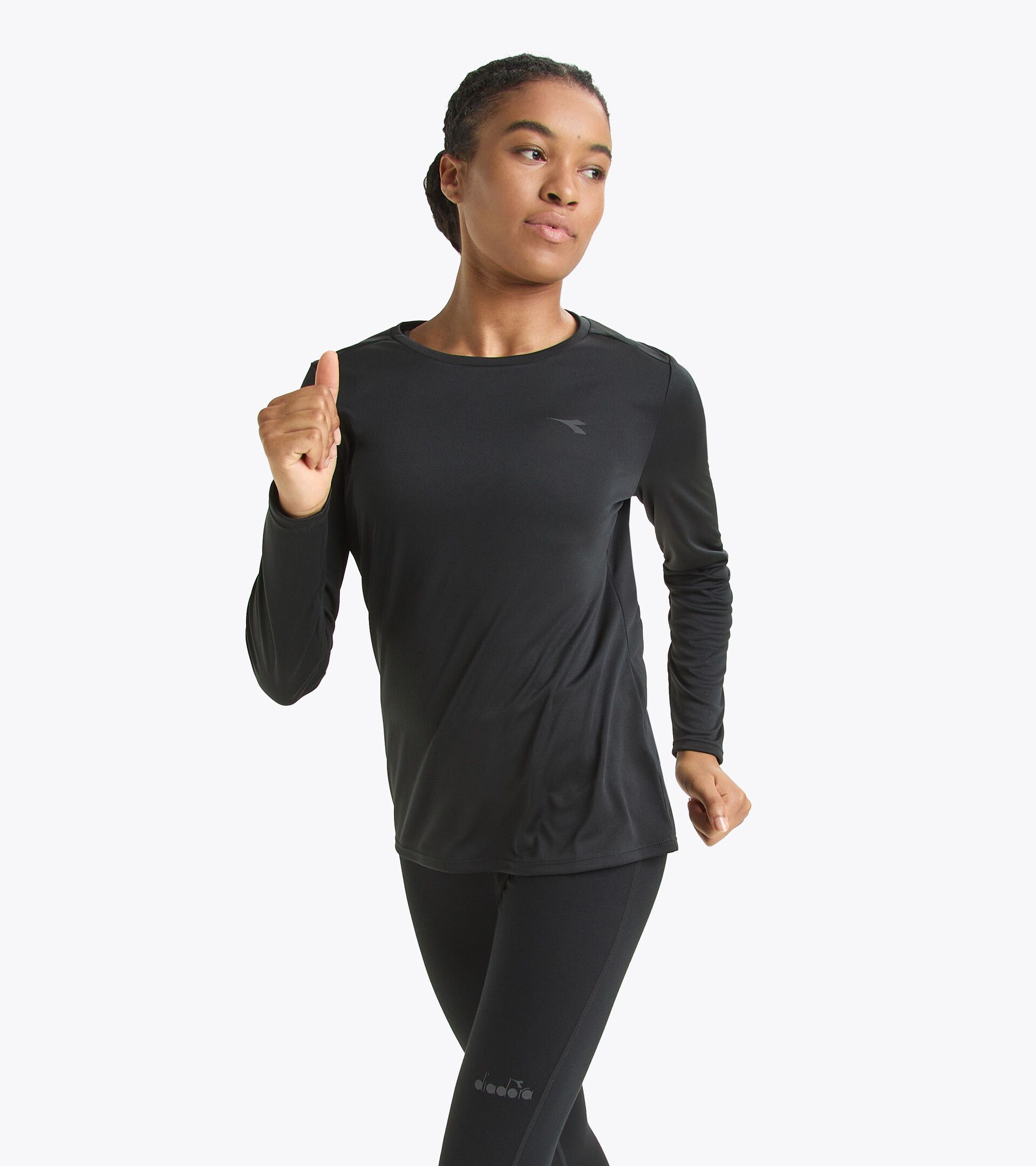 Langärmeliges Funktionstrikot - Damen L. LS T-SHIRT RUN SCHWARZ - Diadora