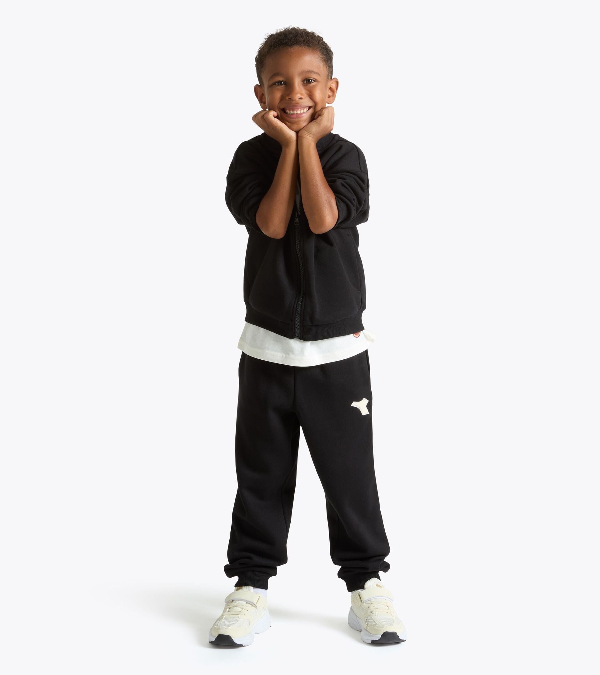 Cotton-look tracksuit - Regular fit - Boys JB. TRACKSUIT FZ LOGO (BR) BLACK - Diadora