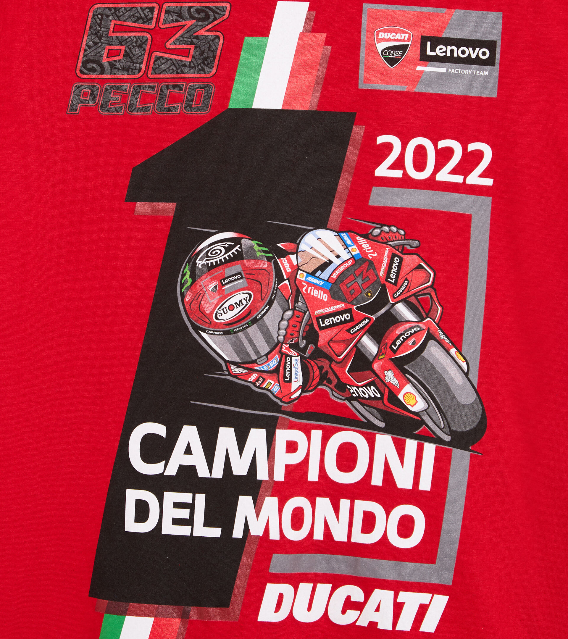 Jubiläums-T-Shirt | diadora X Ducati Corse T-SHIRT DUCATI CAMPIONE MGP22 DUCATI MGP ROT/SCHWARZ - Diadora