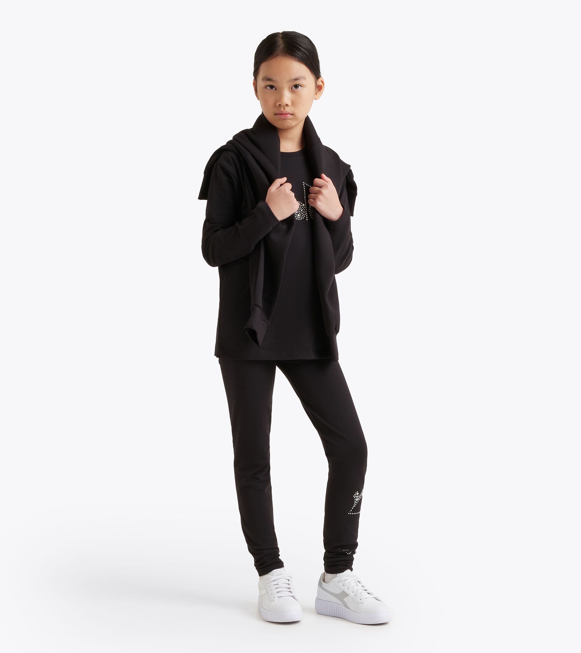 Leggings - Girls JG. LEGGINGS RHINESTONE BLACK - Diadora