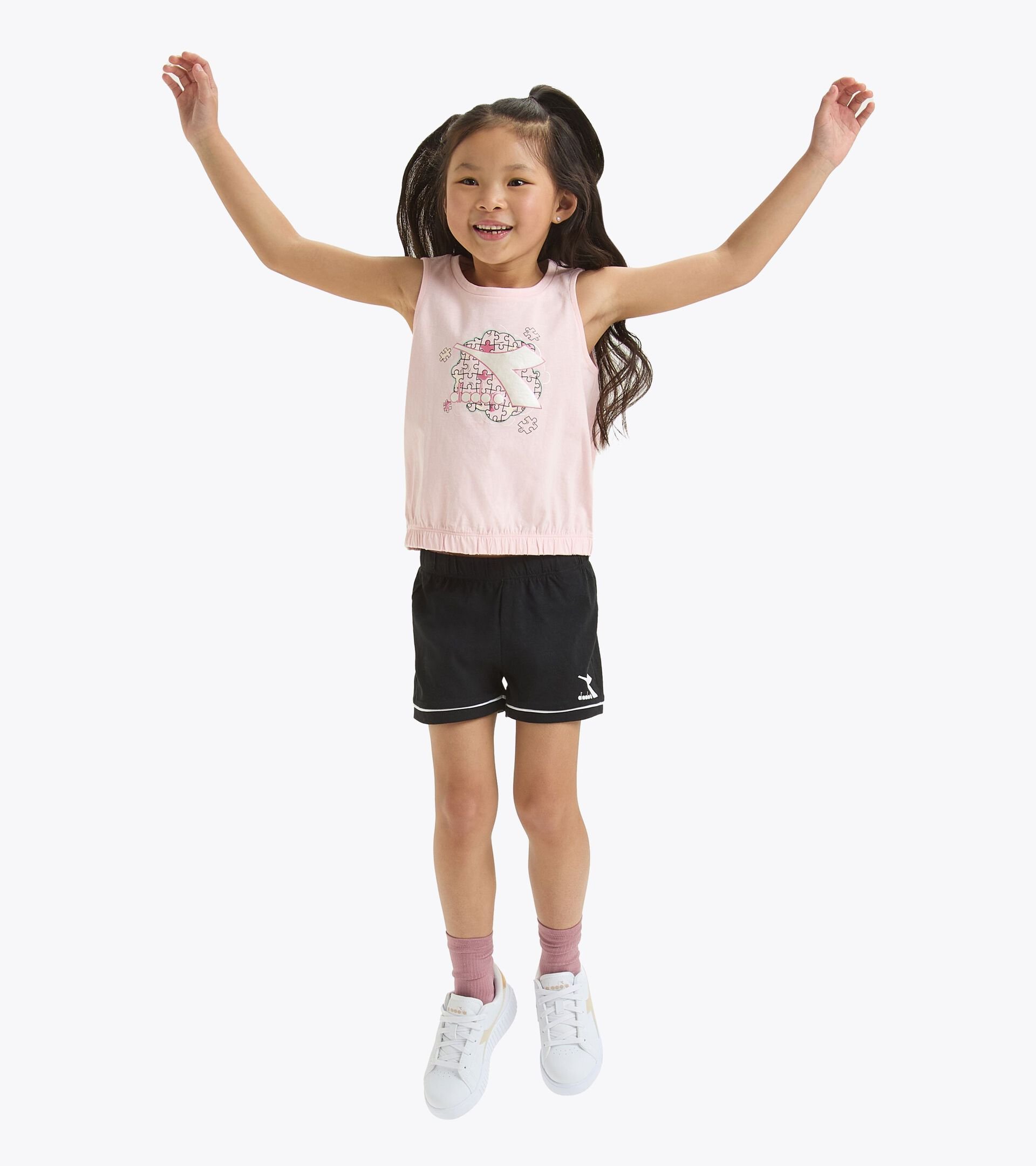 Conjunto deportivo - Camiseta sin mangas y pantalones cortos - Niñas y adolescentes JG. SET SS PUZZLES ROSA CORNEJO - Diadora