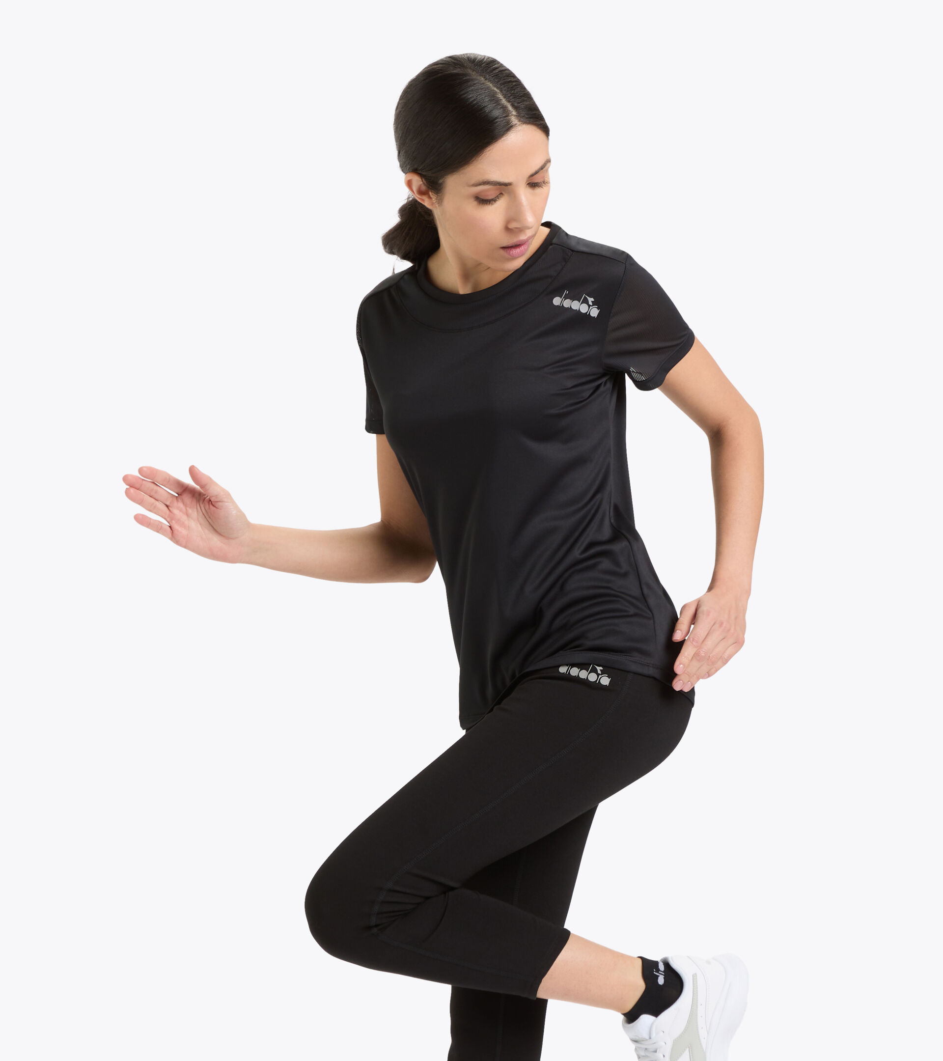 Camiseta para correr de poliéster - Mujer L. SS CORE TEE NEGRO - Diadora