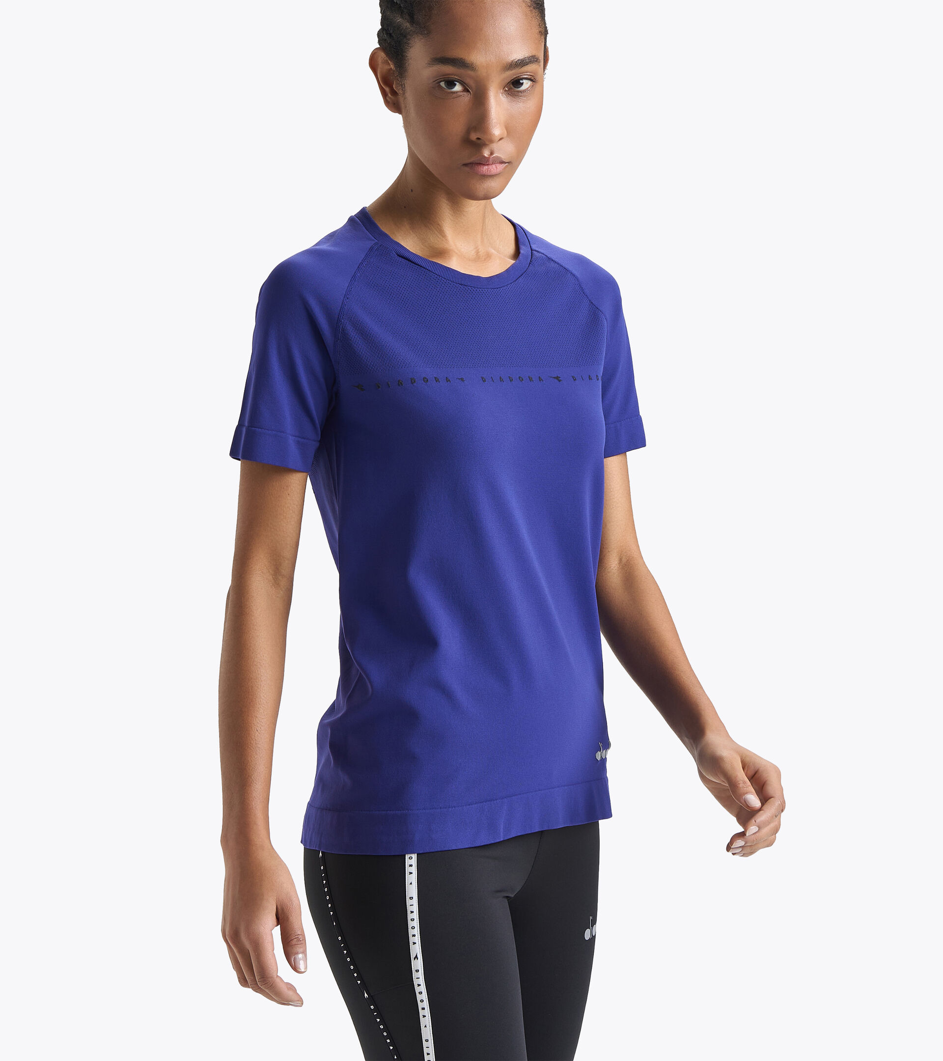 Laufshirt Made in Italy - Damen L. SS SKIN FRIENDLY T-SHIRT BLUE PRINT - Diadora