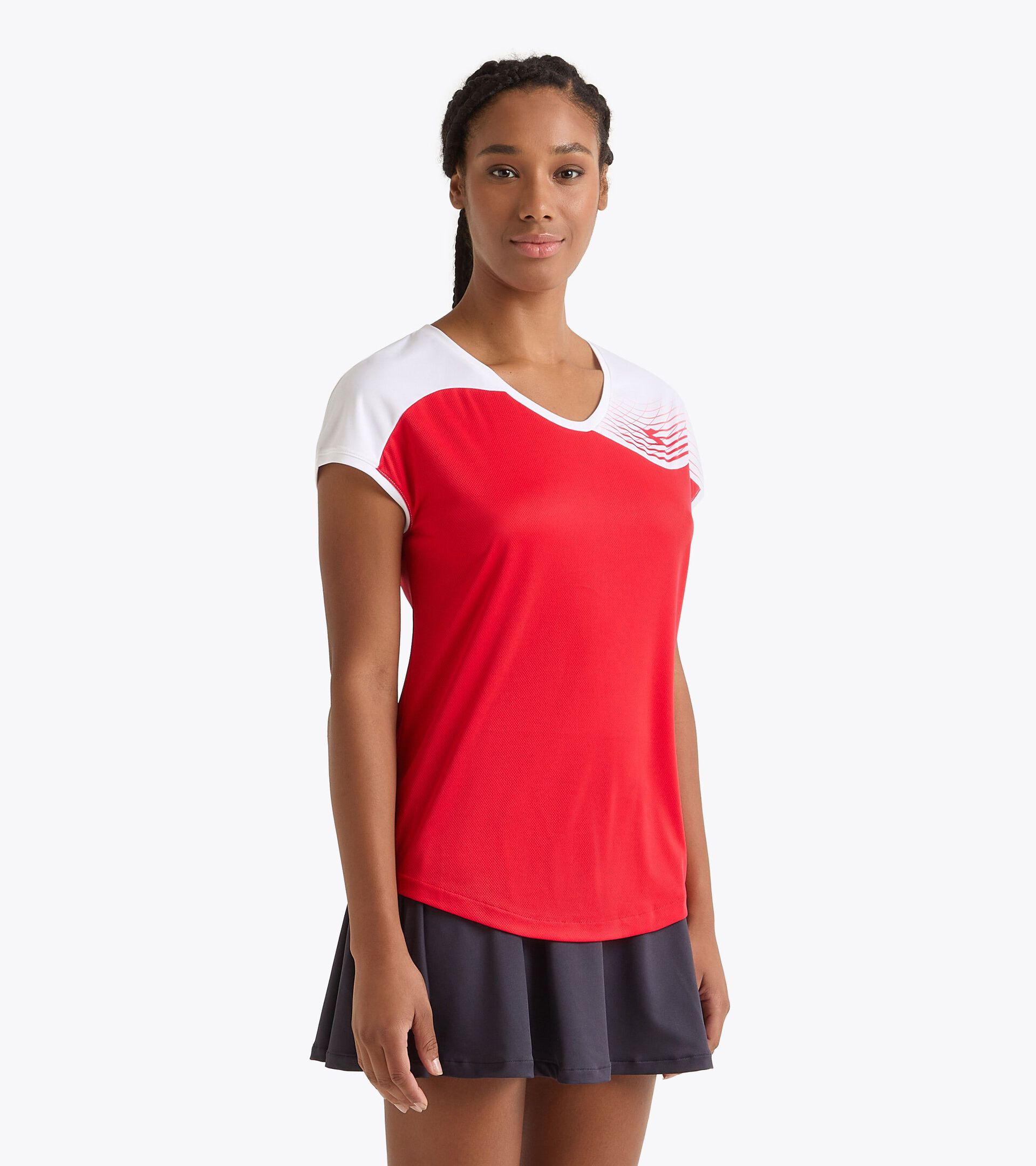 T-shirt de tennis - Femme L. T-SHIRT COURT ROUGE TOMATE - Diadora