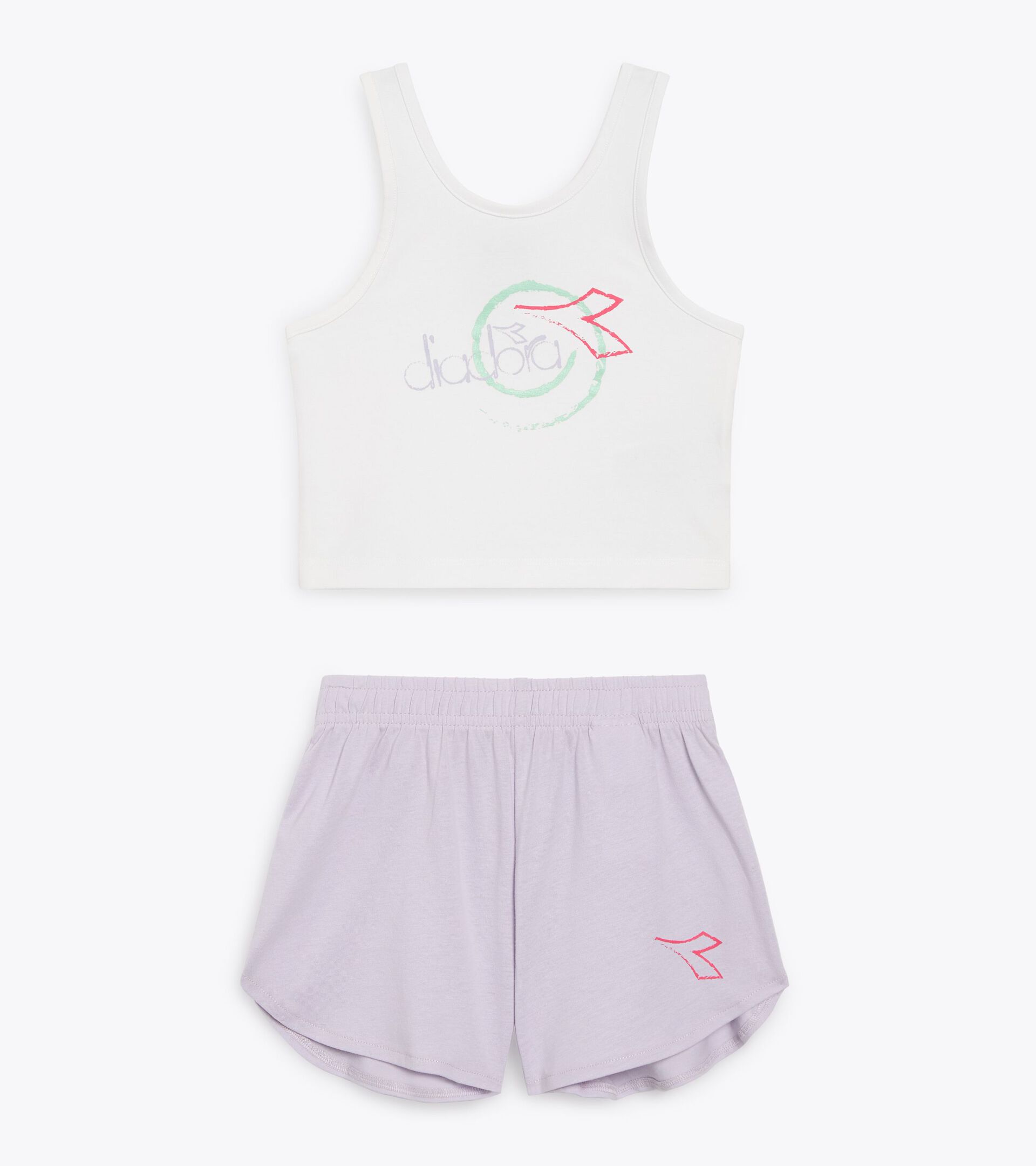 Sports set - Tank top and shorts - Girls JG. SET ESSENTIAL SPORTS SL OPTICAL WHITE - Diadora
