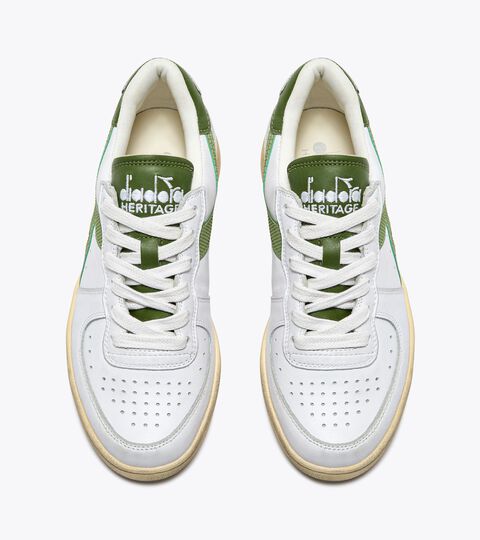 MI BASKET LOW USED, WHITE/PESTO Heritage leather sneaker - All-Gender MI BASKET LOW USED WHITE/PESTO - Diadora