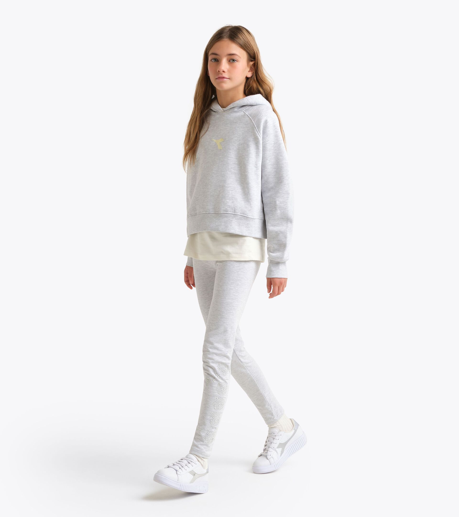 Leggings - Girls JG. LEGGINGS RHINESTONE LIGHT MIDDLE GREY MELANGE - Diadora