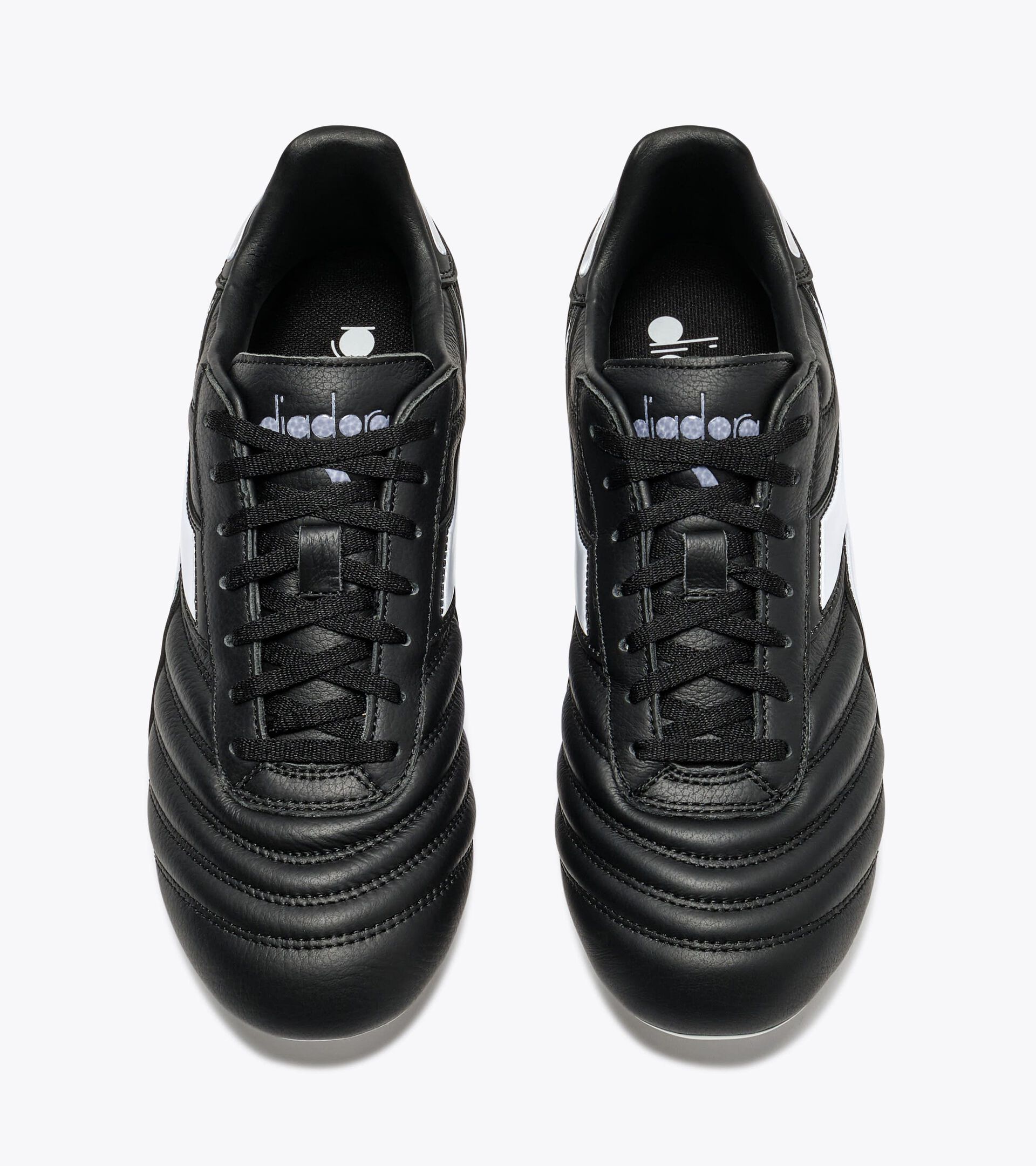 Leather calcio boots for firm grounds - All-gender BRASIL ICON LT+ LP12 BLACK /WHITE - Diadora