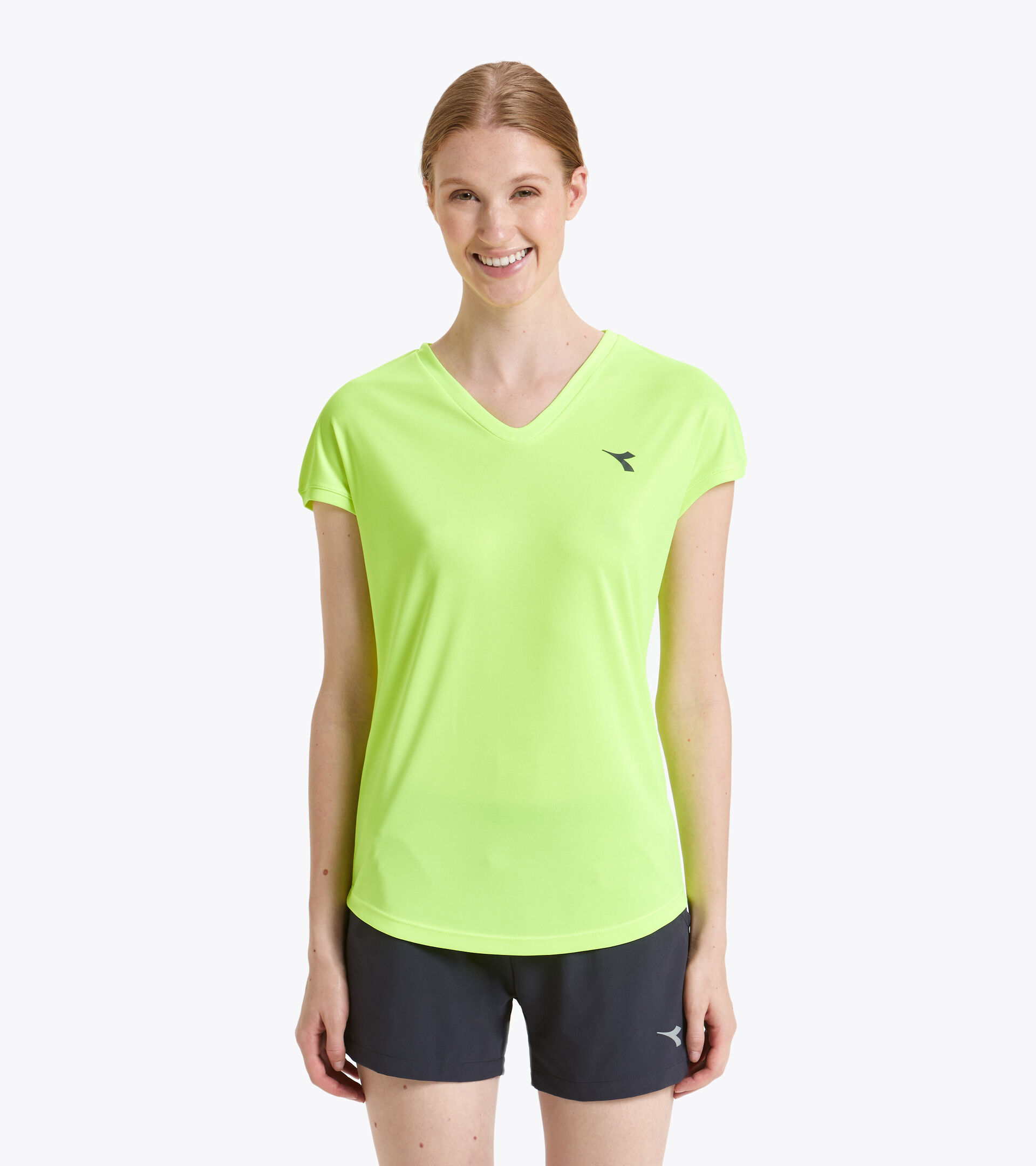 T-shirt de tennis - Femme L. T-SHIRT TEAM JAUNE FLUO DD - Diadora