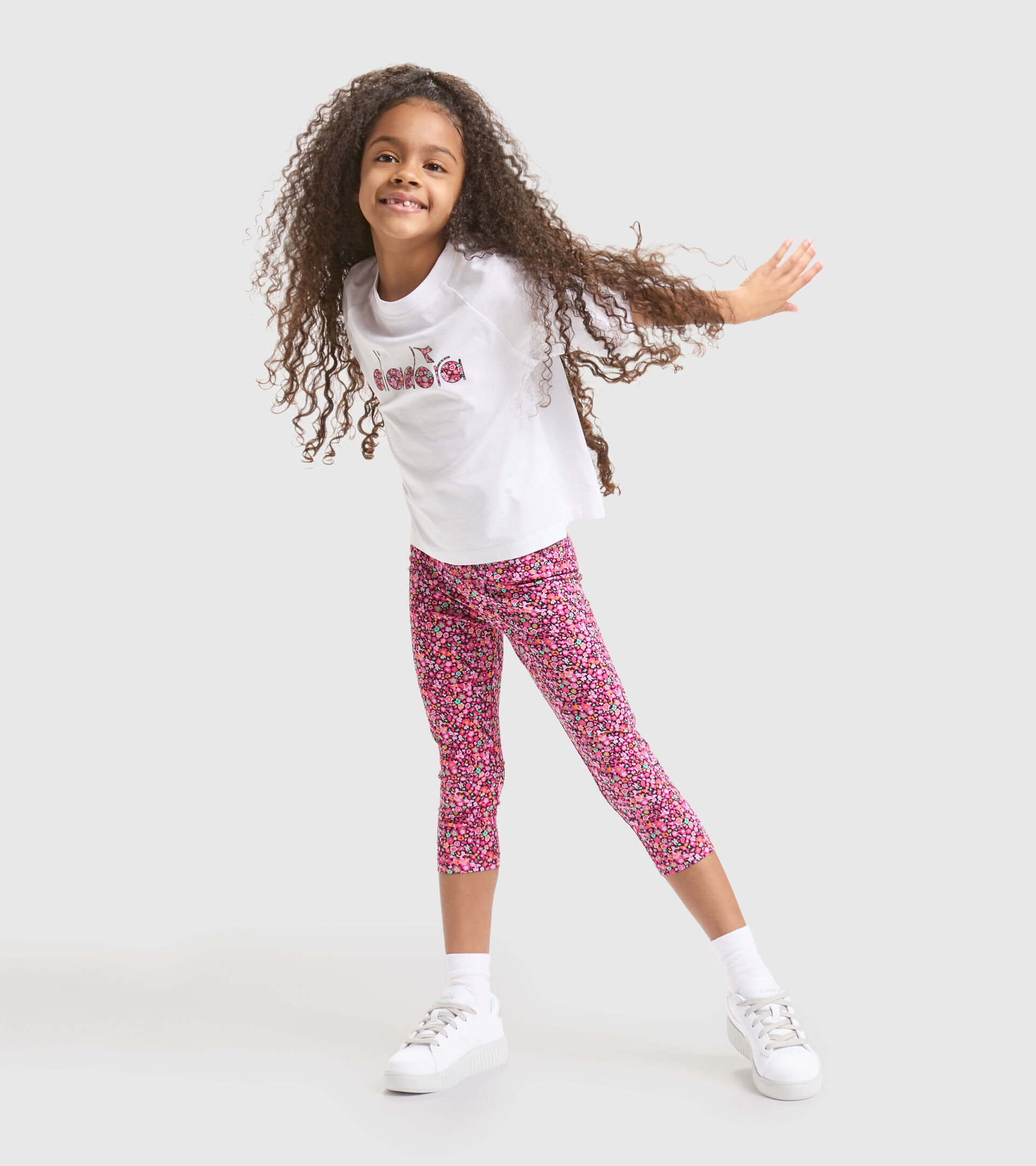 Cotton sports T-shirt - Girls JG.T-SHIRT SS BLOSSOM OPTICAL WHITE - Diadora