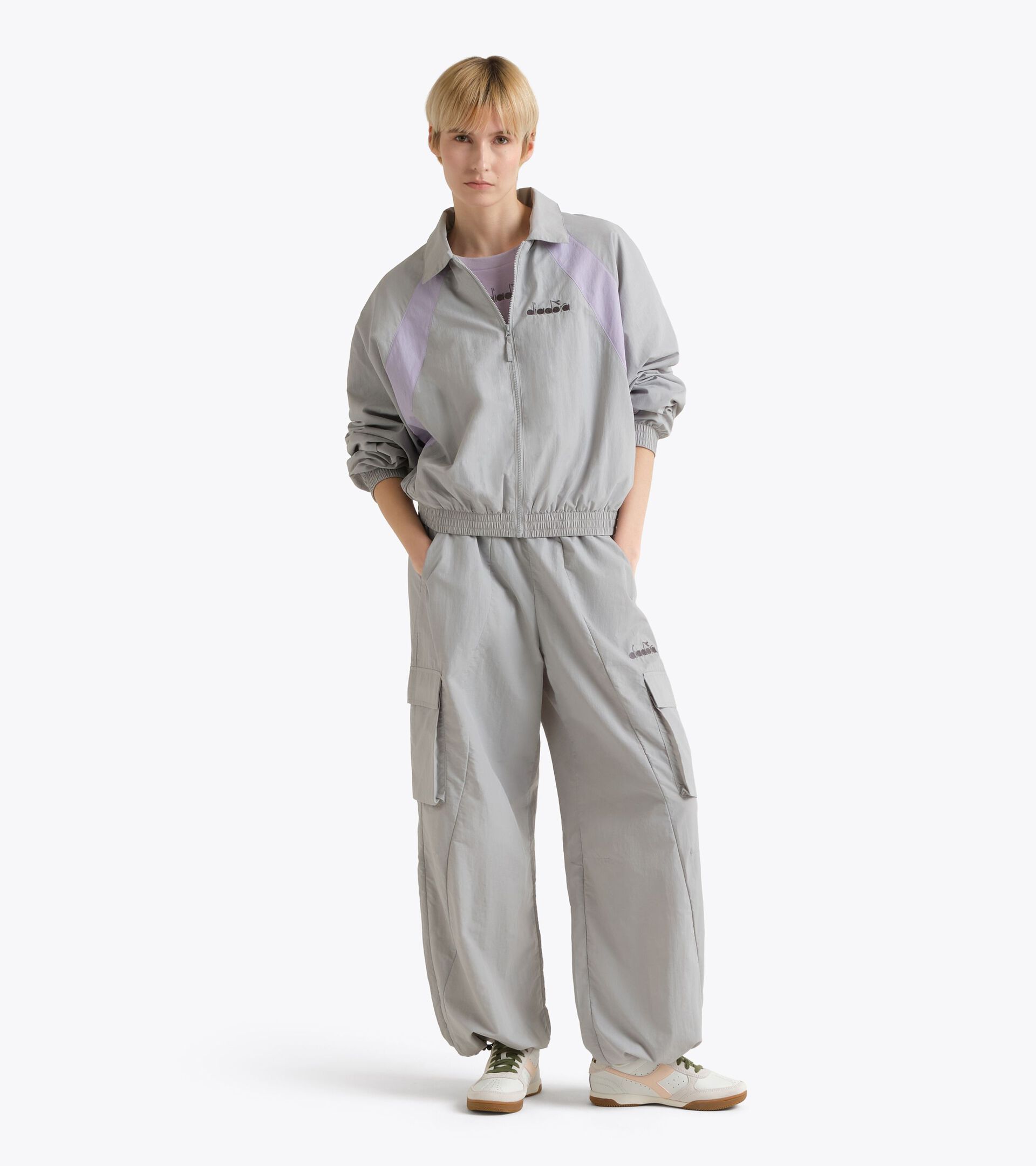 Ripstop nylon track pants - Women&rsquo;s
 L. TRACK PANTS LOGO GREEN GRAY - Diadora