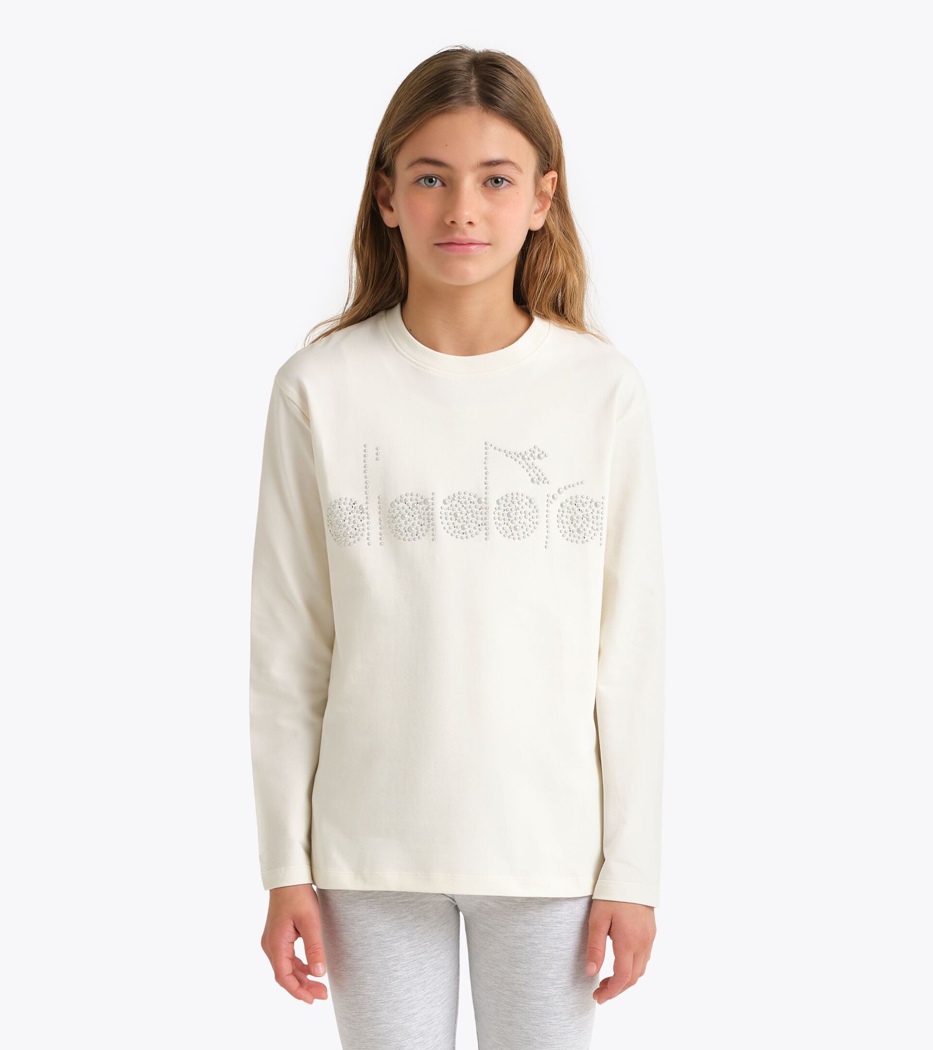 Camiseta de manga larga - Ni&ntilde;as/Adolescentes JG. T-SHIRT LS RHINESTONE CREAM - Diadora