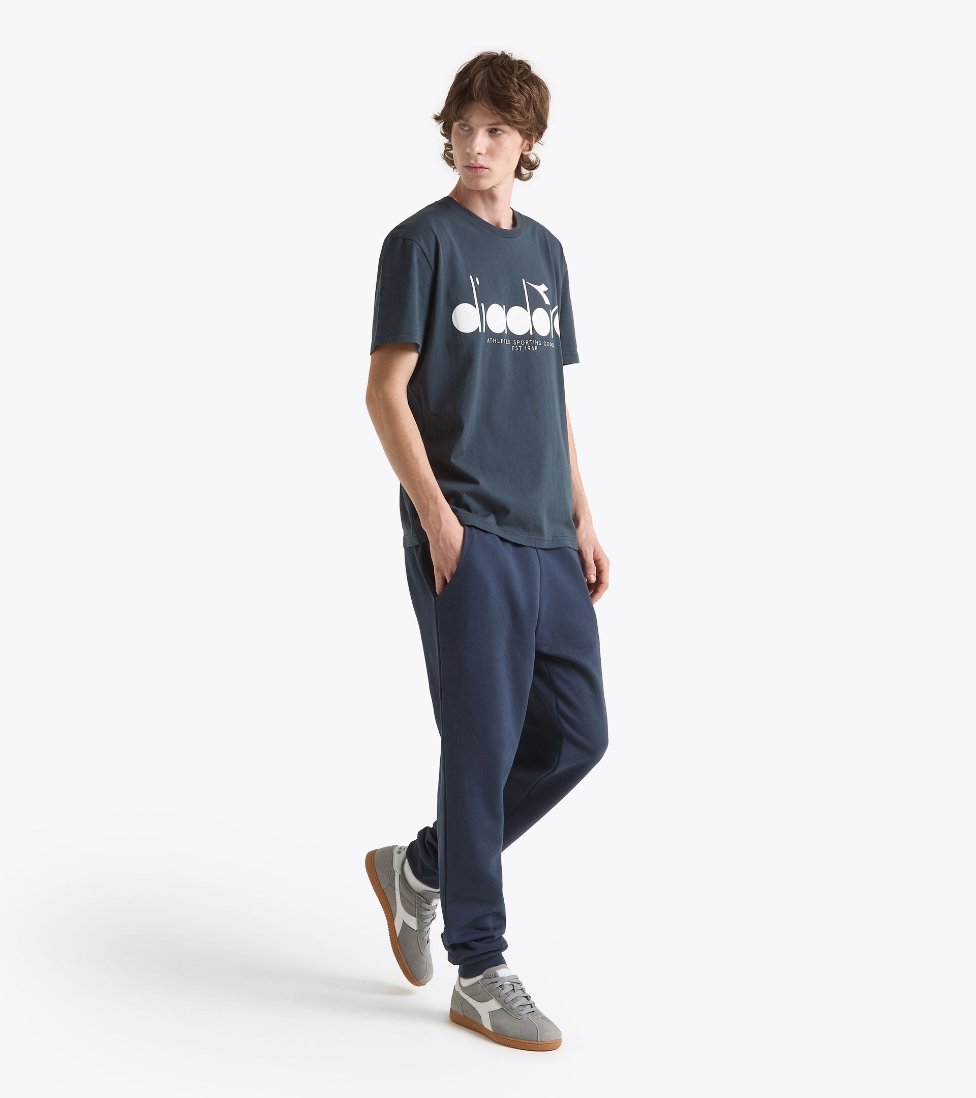 T-shirt - All-Gender T-SHIRT SS LOGO BLUE DENIM - Diadora