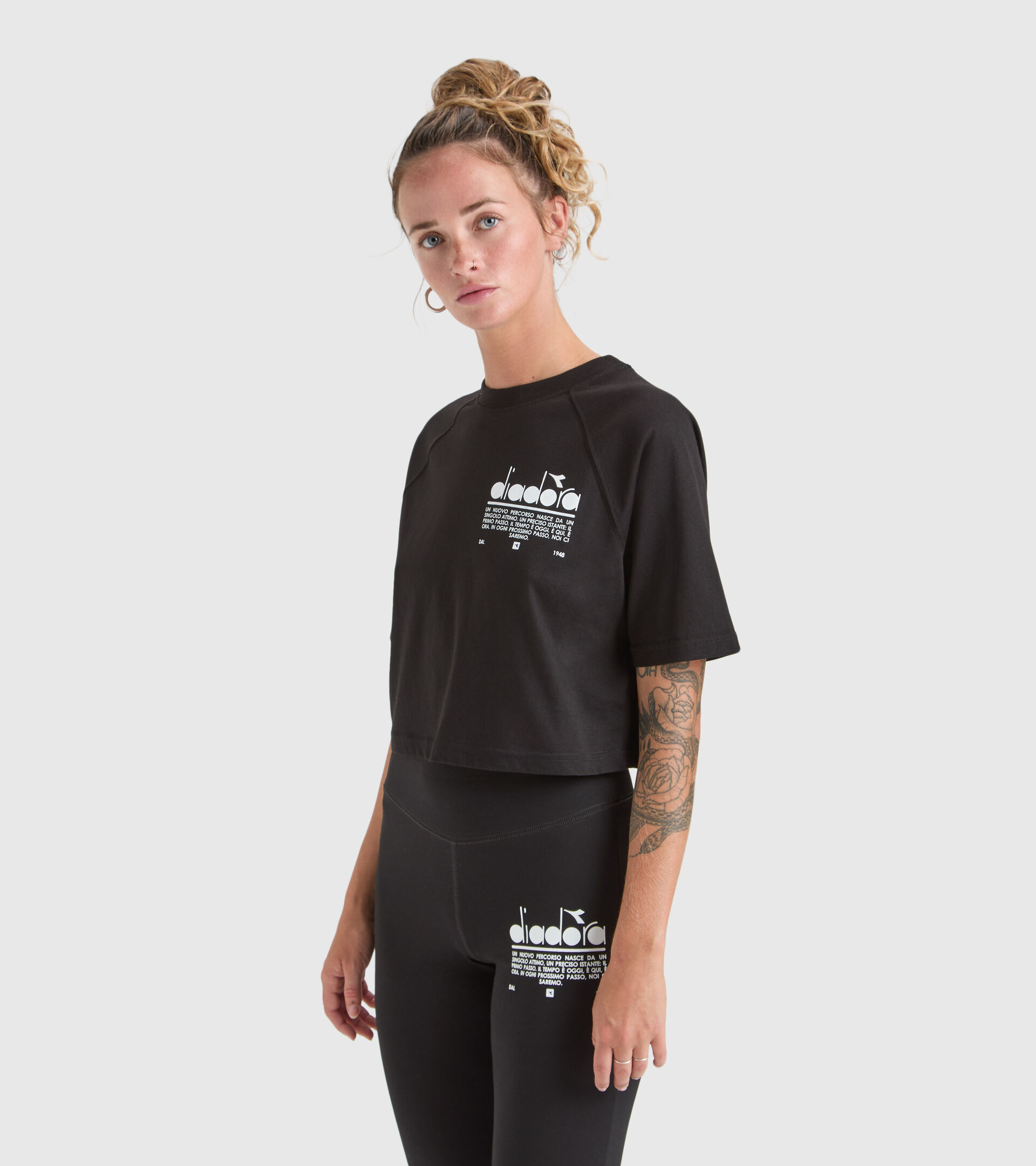 Cotton T-shirt - Women L. T-SHIRT SS MANIFESTO BLACK - Diadora