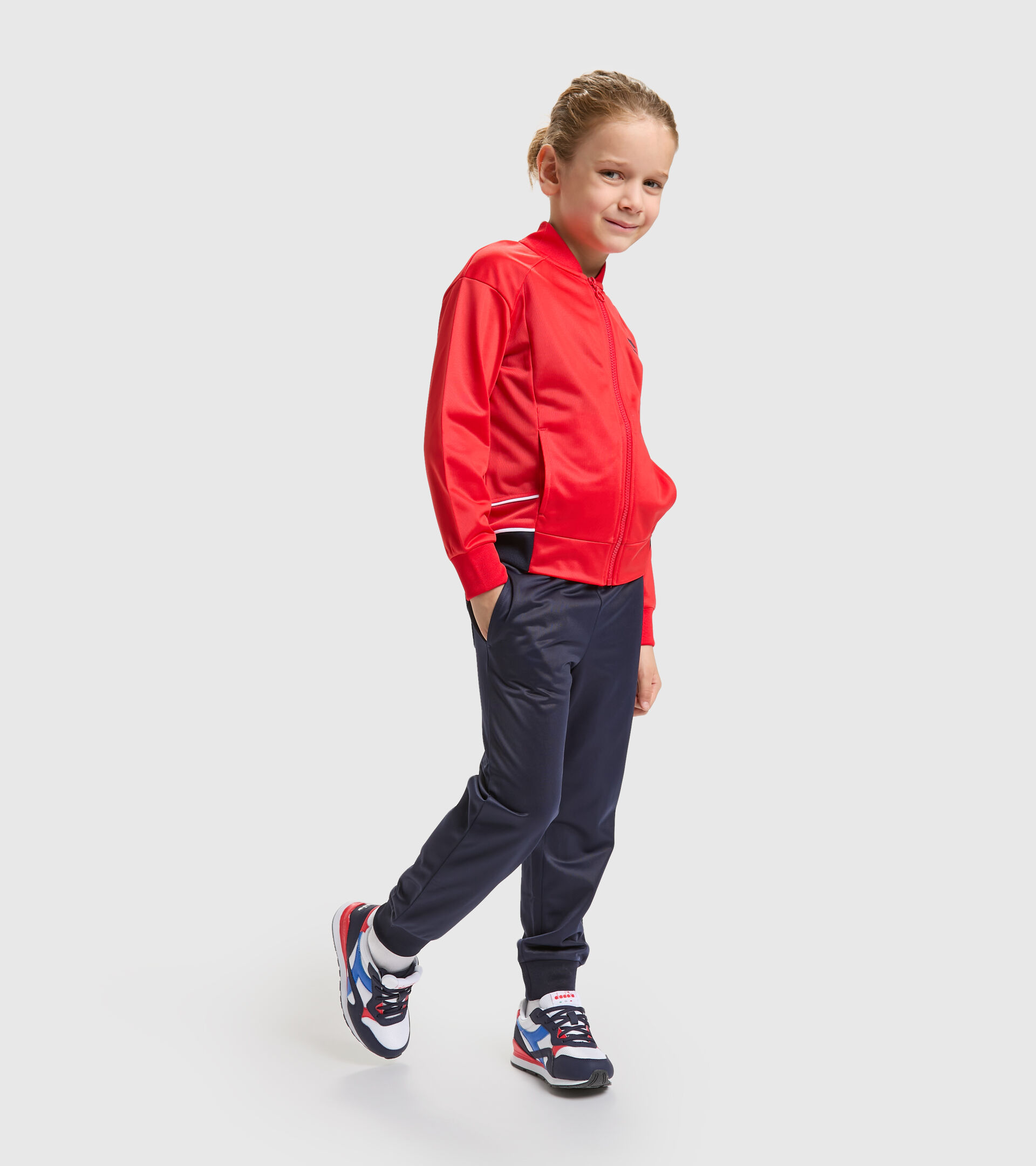 Polyknit sports tracksuit - Boy’s JB.TRACKSUIT FZ DIADORA FC POPPY RED - Diadora