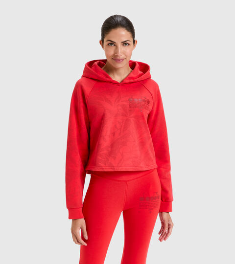 Cropped organic cotton hoodie - Women L. HOODIE CROP MANIFESTO POPPY RED - Diadora