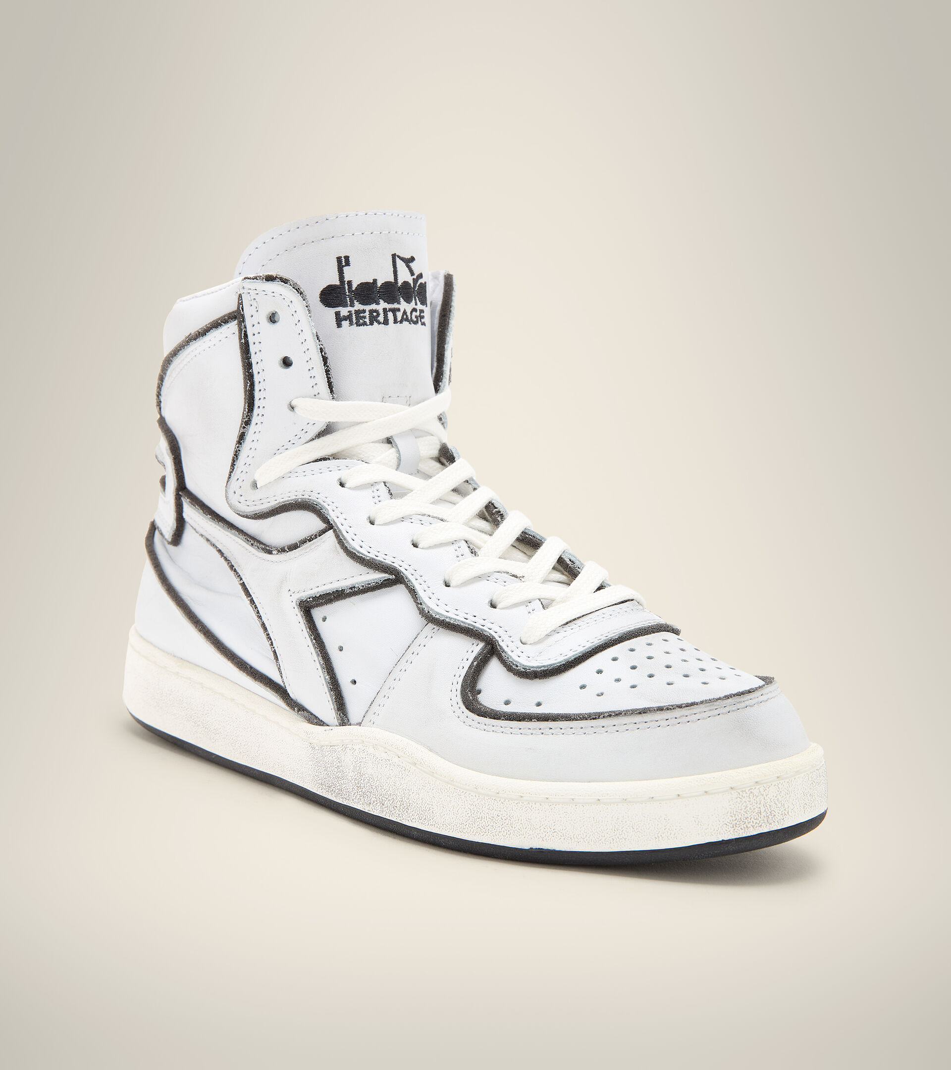 Heritage shoes - Unisex MI BASKET FRAME USED WHITE/WHITE/BLACK - Diadora