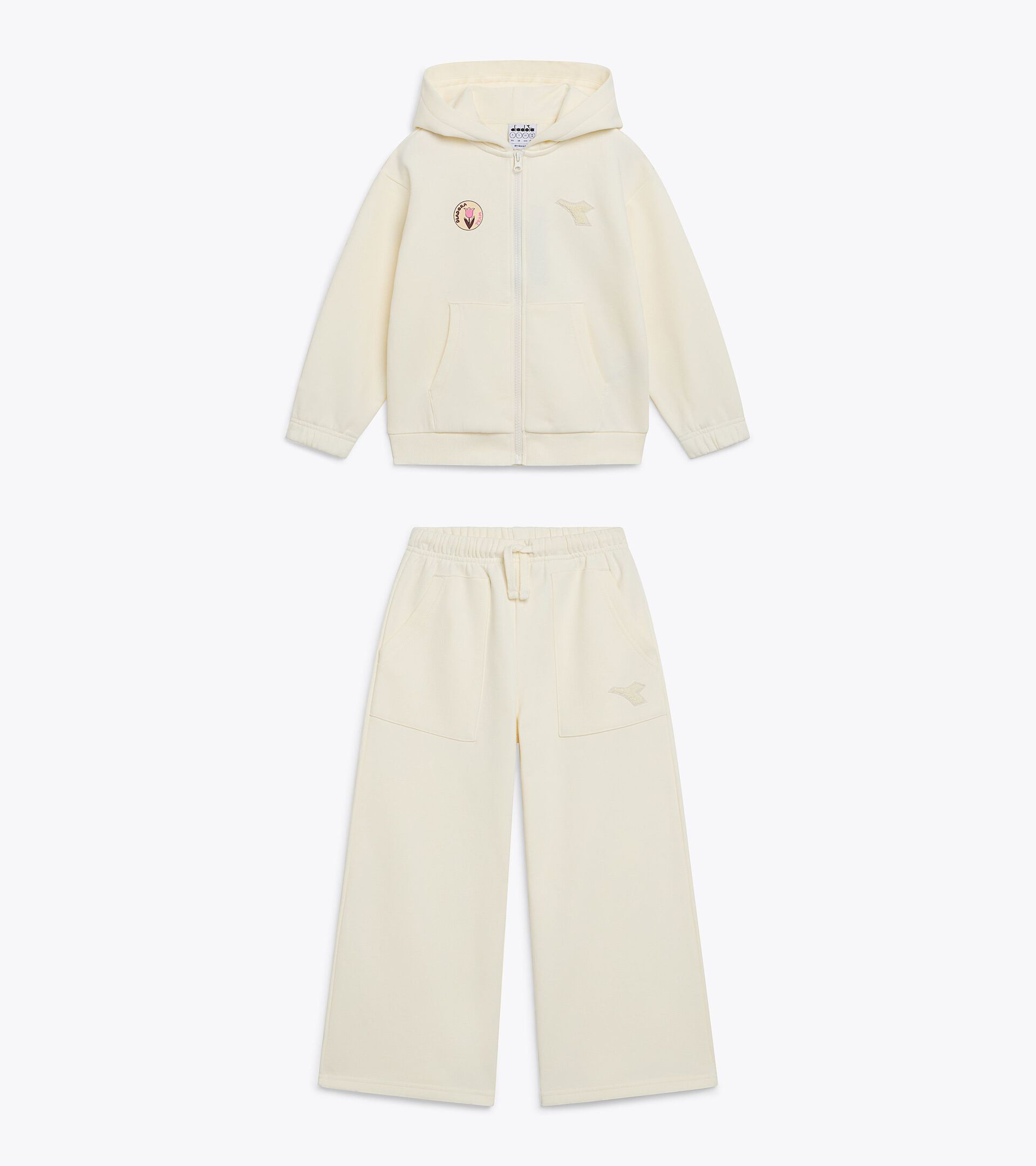 Surv&ecirc;tement cotton look - Regular/Relaxed - Fille JG. TRACKSUIT HD FZ LOGO (BR) BLANC GARDENIA - Diadora