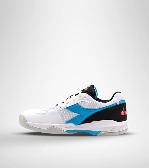 S.CHALLENGE 3 CARPET, WHITE/BLUE FLUO Indoor synthetic court tennis shoe - Unisex S.CHALLENGE 3 CARPET WHITE/BLUE FLUO - Diadora