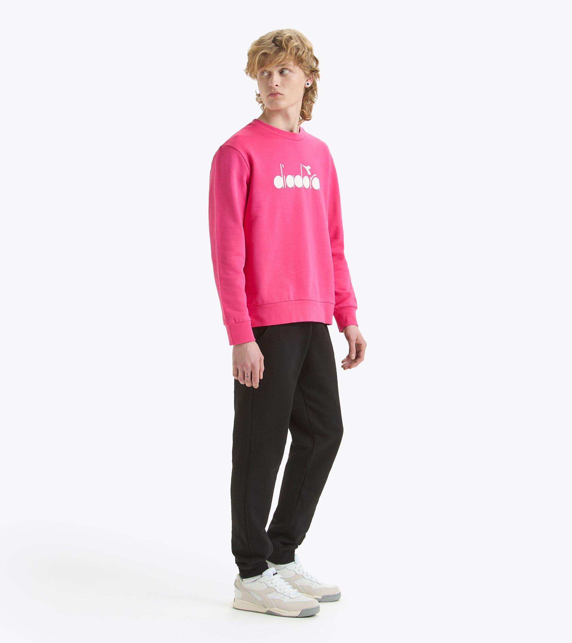 Sudadera deportiva - Made in Italy - Gender neutral SWEATSHIRT CREW LOGO FRAMBUESA SORBETE - Diadora