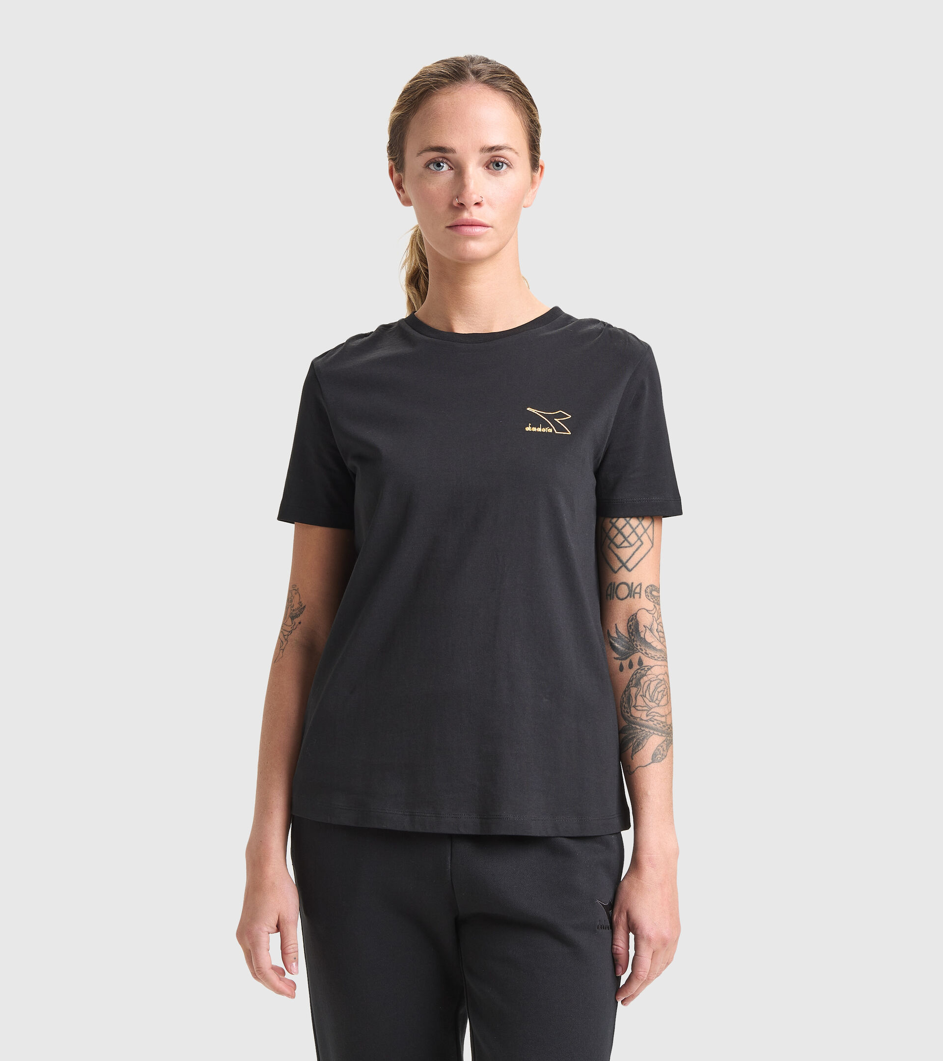 Sports T-shirt - Women L.T-SHIRT SS FLOUNCE BLACK - Diadora