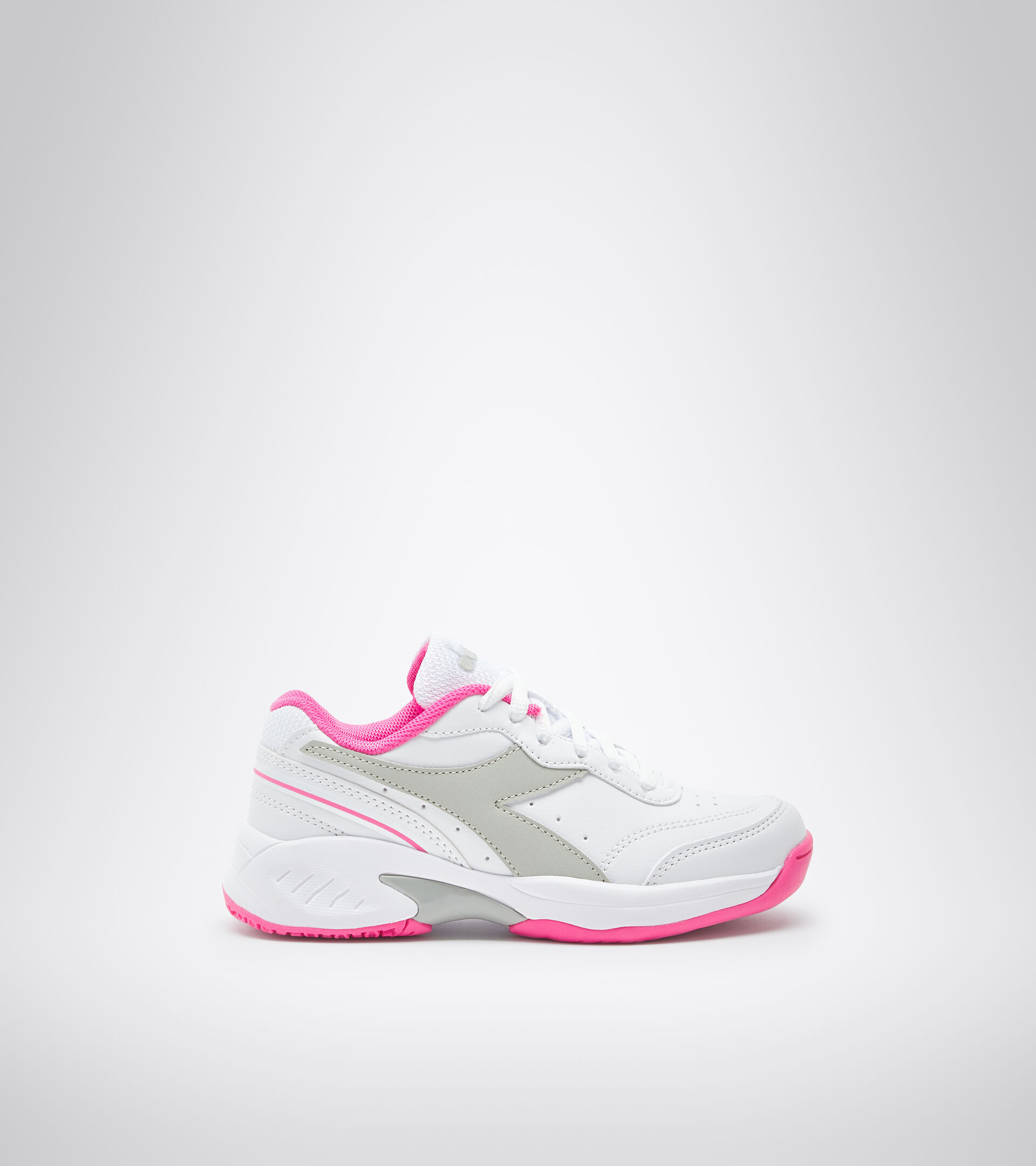 Junior tennis shoes - Unisex S. CHALLENGE 4 SL JR WHT/SILVER DD/RHODAMINE RED C - Diadora