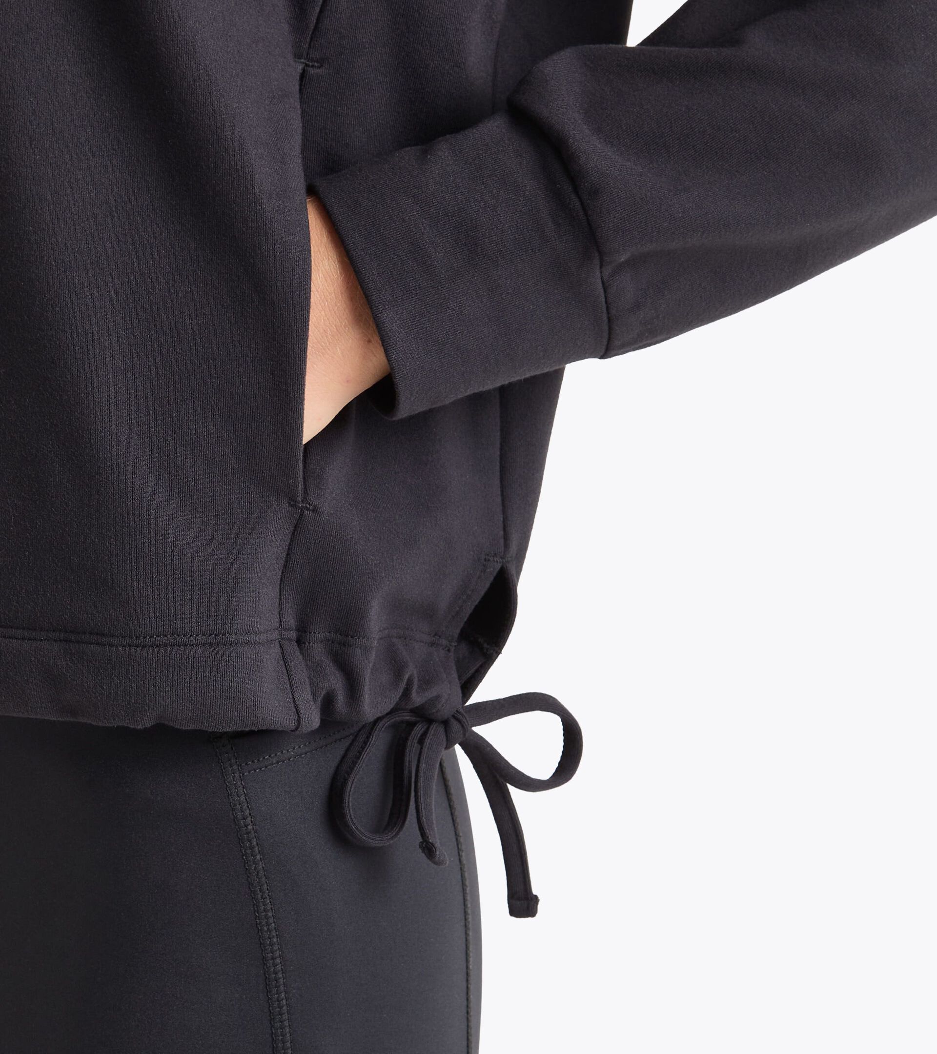 Post-workout jersey hoodie - Women’s
 L. JERSEY PULLOVER HOODIE RUN CREW BLACK - Diadora