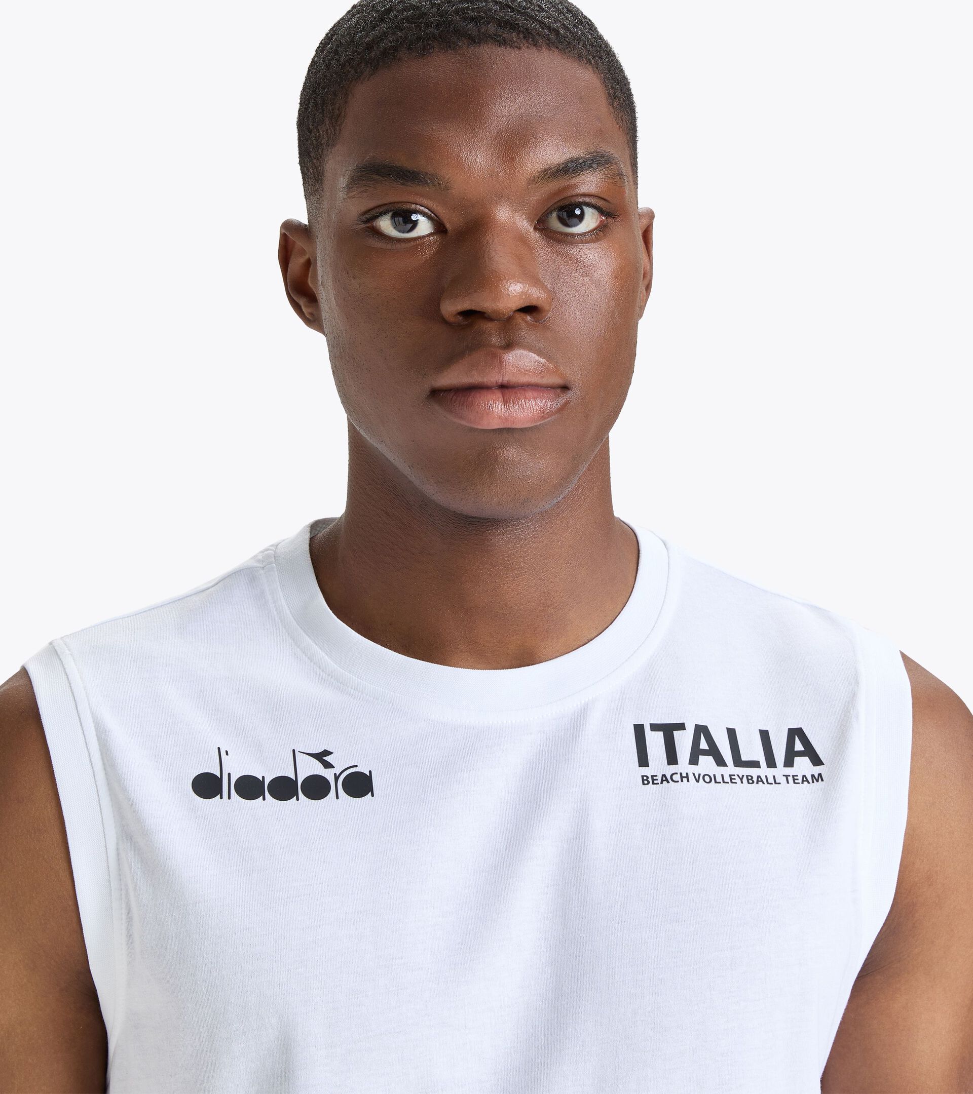 Sleeveless shirt Men - Italy National Volleyball Team SLEEVELESS ALLENAMENTO UOMO BV23 ITALIA OPTICAL WHITE - Diadora