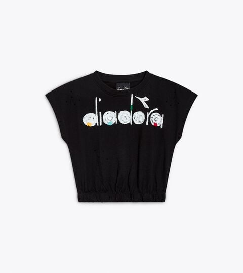 T-shirt corta - Boxy fit - Bambina JG.  T-SHIRT SS CROP CAMO NERO - Diadora