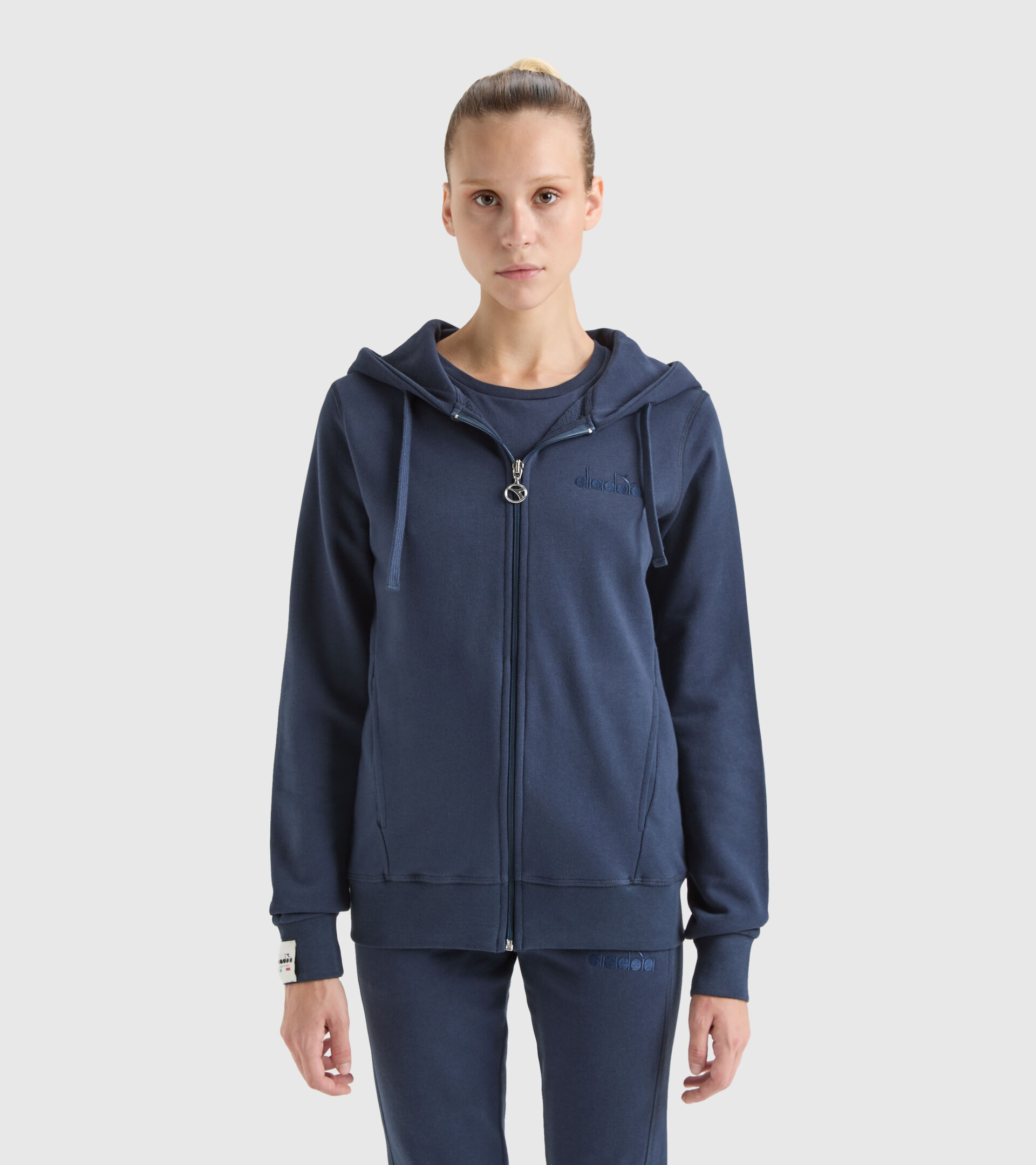 Hooded sweatshirt - Made in Italy - Women L. HOODIE FZ MII BLUE CORSAIR - Diadora