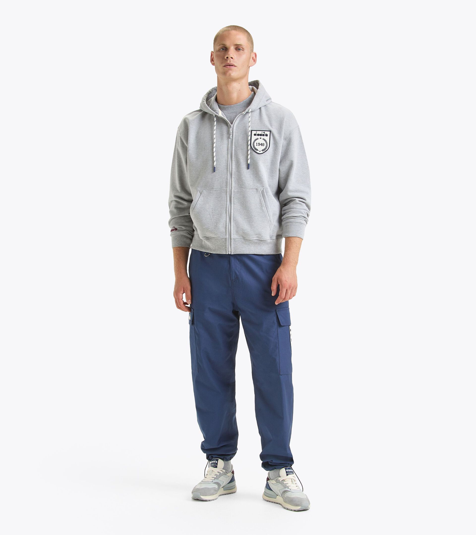 Sporty hoodie - Made in italy - Gender Neutral HOODIE FZ LEGACY HIGH RISE MELANGE - Diadora