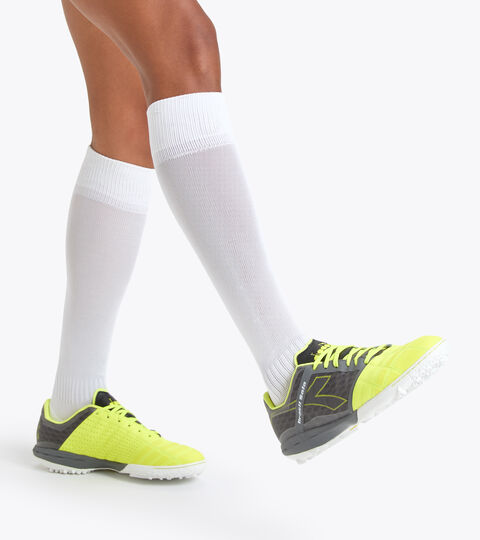 BRASIL SALA TF, BLACK/FLUO YELLOW DIADORA Futsal boot - Specific outsole for synthetic/hard grounds BRASIL SALA TF BLACK/FLUO YELLOW DIADORA - Diadora