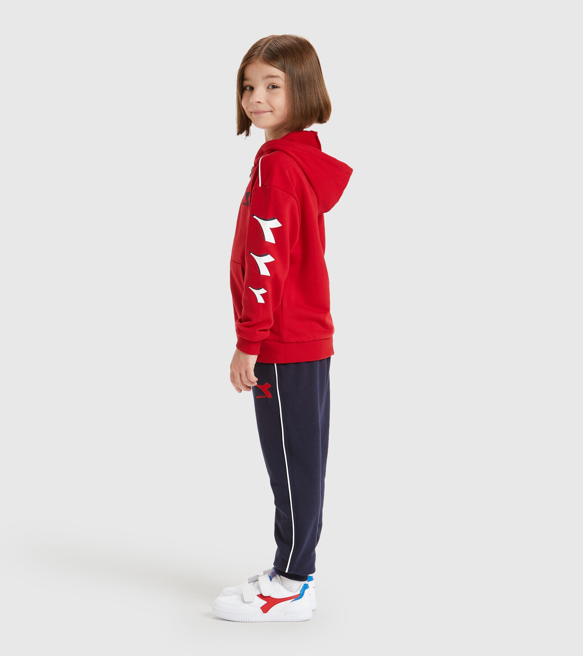 Apparel Sport BAMBINO JU.HD FZ TRACKSUIT CUBIC TANGO RED Diadora