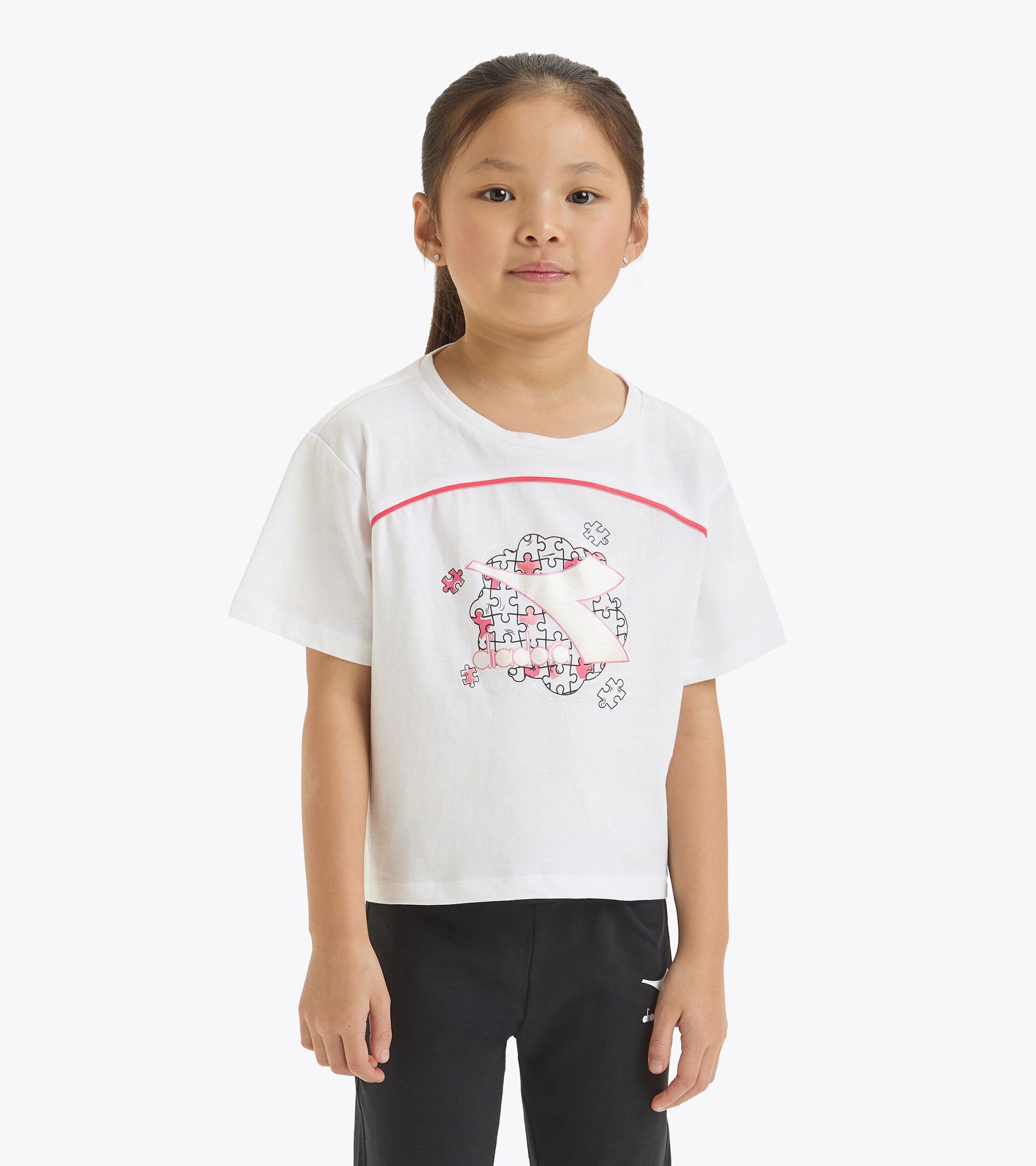 T-shirt - Girl JG. T-SHIRT SS PUZZLES OPTICAL WHITE - Diadora