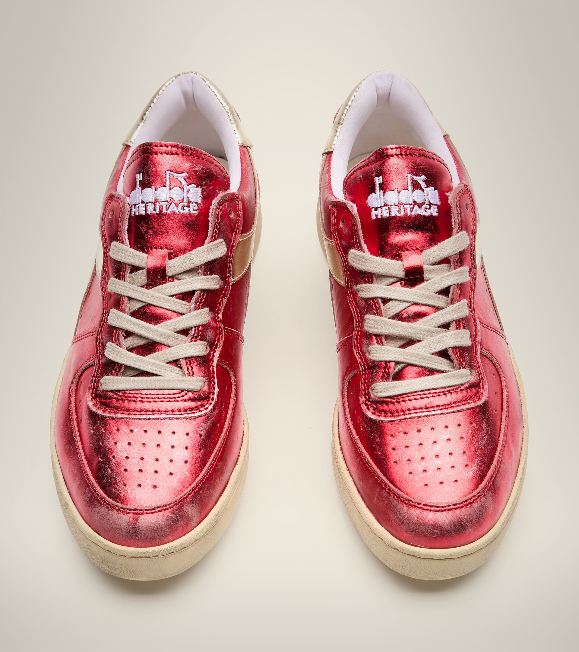 Heritage shoe - Unisex MI BASKET LOW METALLIC USED WN CARMINE RED - Diadora