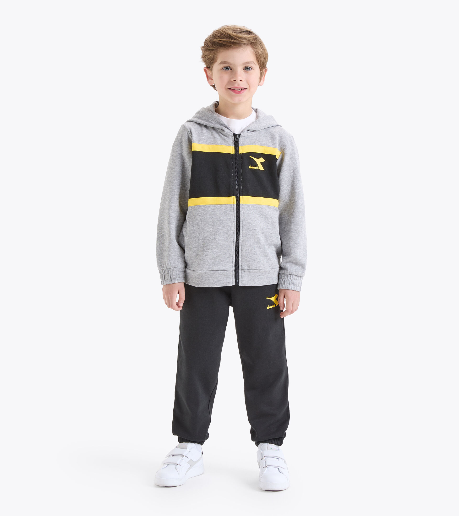 Junior tracksuit - Boys JB.TRACKSUIT HD FZ LIGHT MIDDLE GRAY MELANGE - Diadora