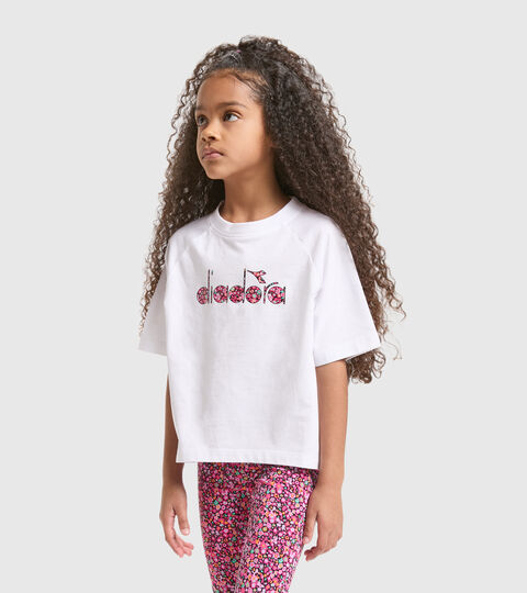 Cotton sports T-shirt - Girls JG.T-SHIRT SS BLOSSOM OPTICAL WHITE - Diadora