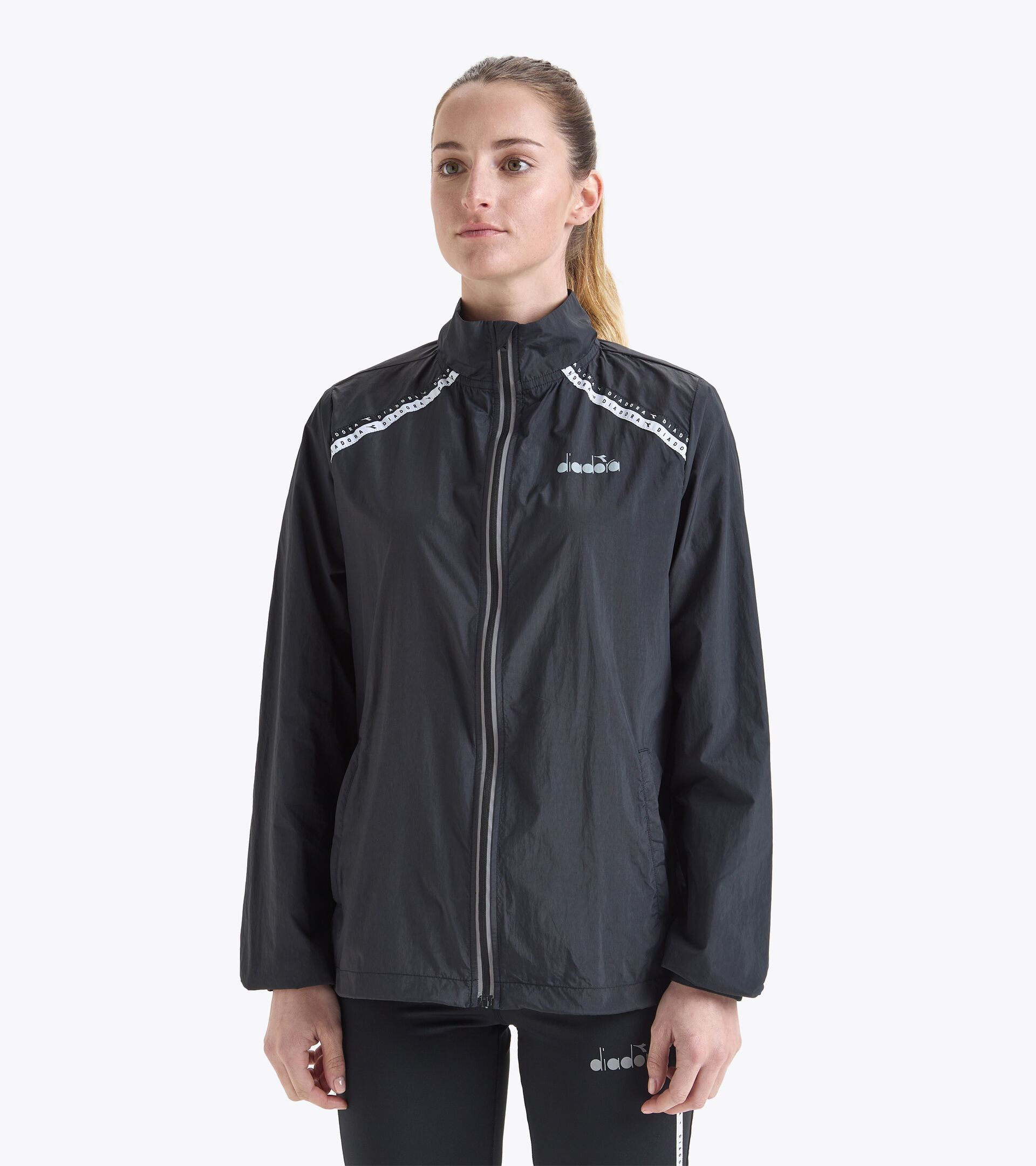 Gilet da running - Donna L. PACKABLE WIND JACKET NERO - Diadora